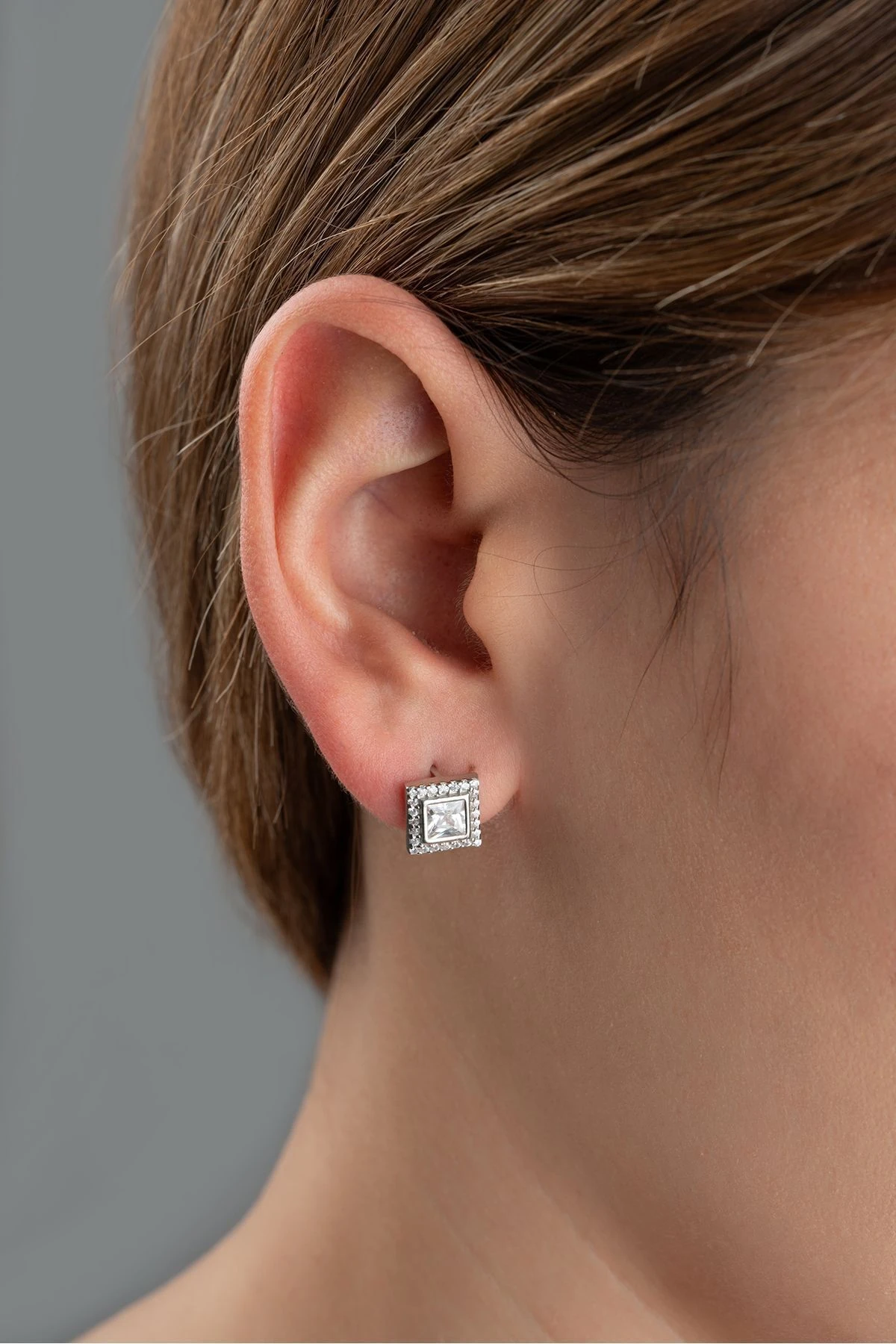 Gümüş Zirkon Taşlı Baget Küpe