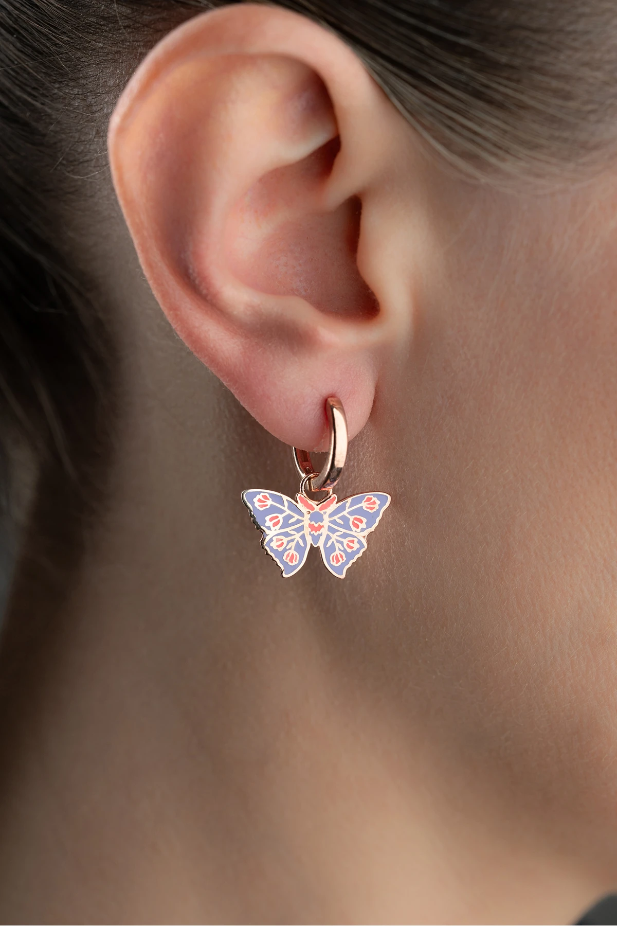 Gümüş Mineli Kelebek Küpe