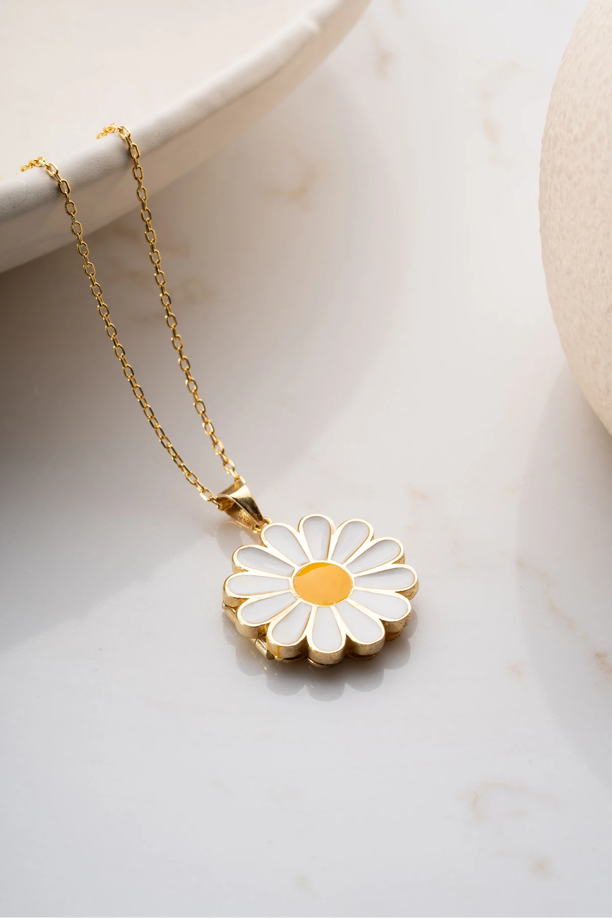 Gümüş Resimlik Papatya Kolye