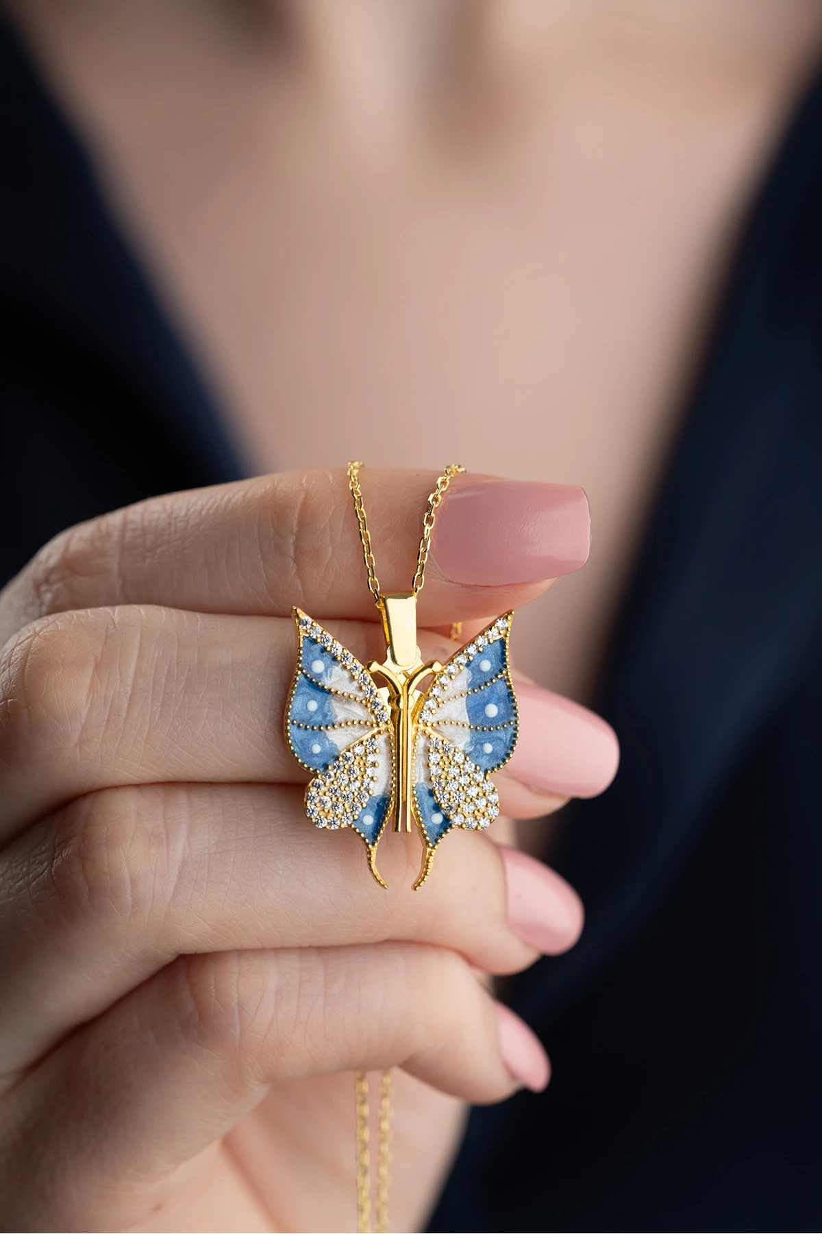 Gümüş İsim Yazılabilen Kelebek Kolye