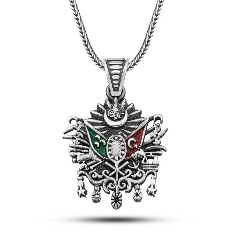 Gümüş Osmanlı Devlet Armalı Erkek Kolye