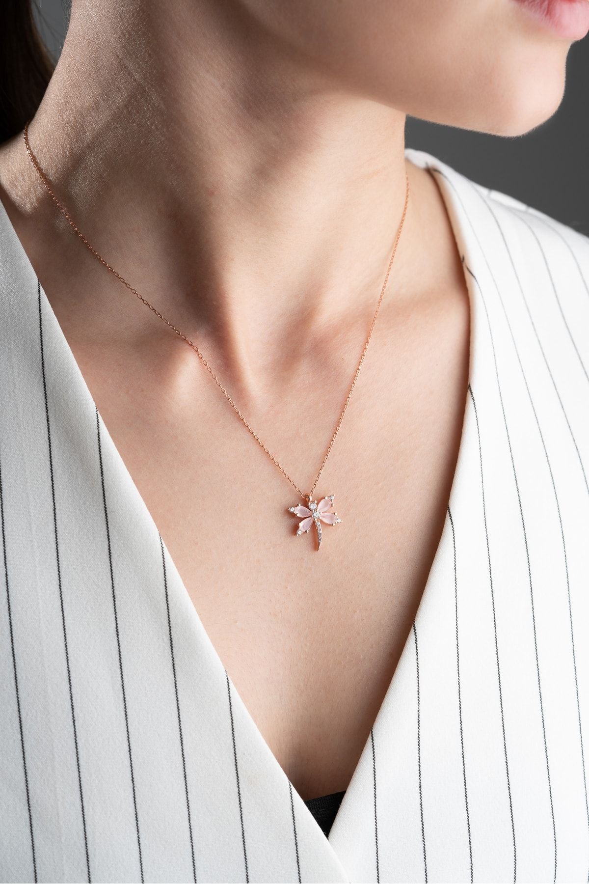 Gümüş Pembe Yusufçuk Kolye