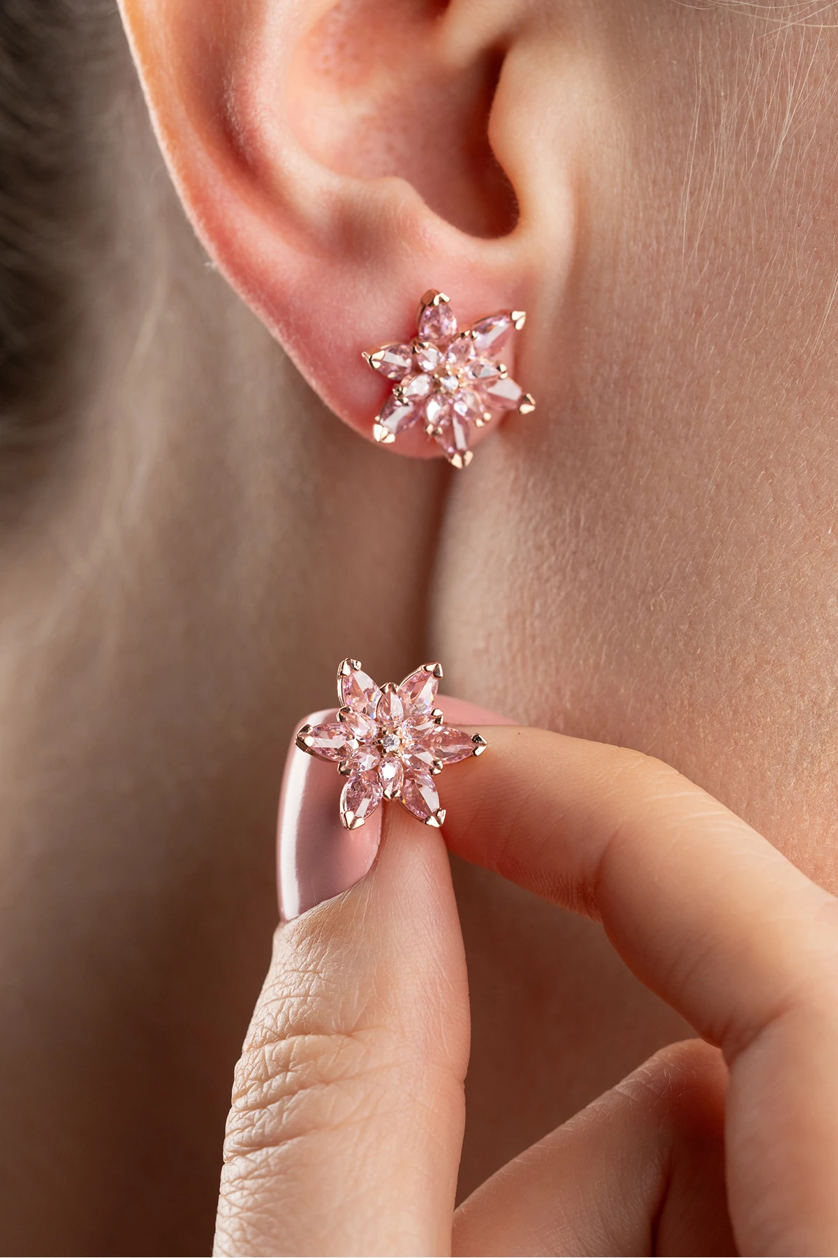 Gümüş Lotus Küpe