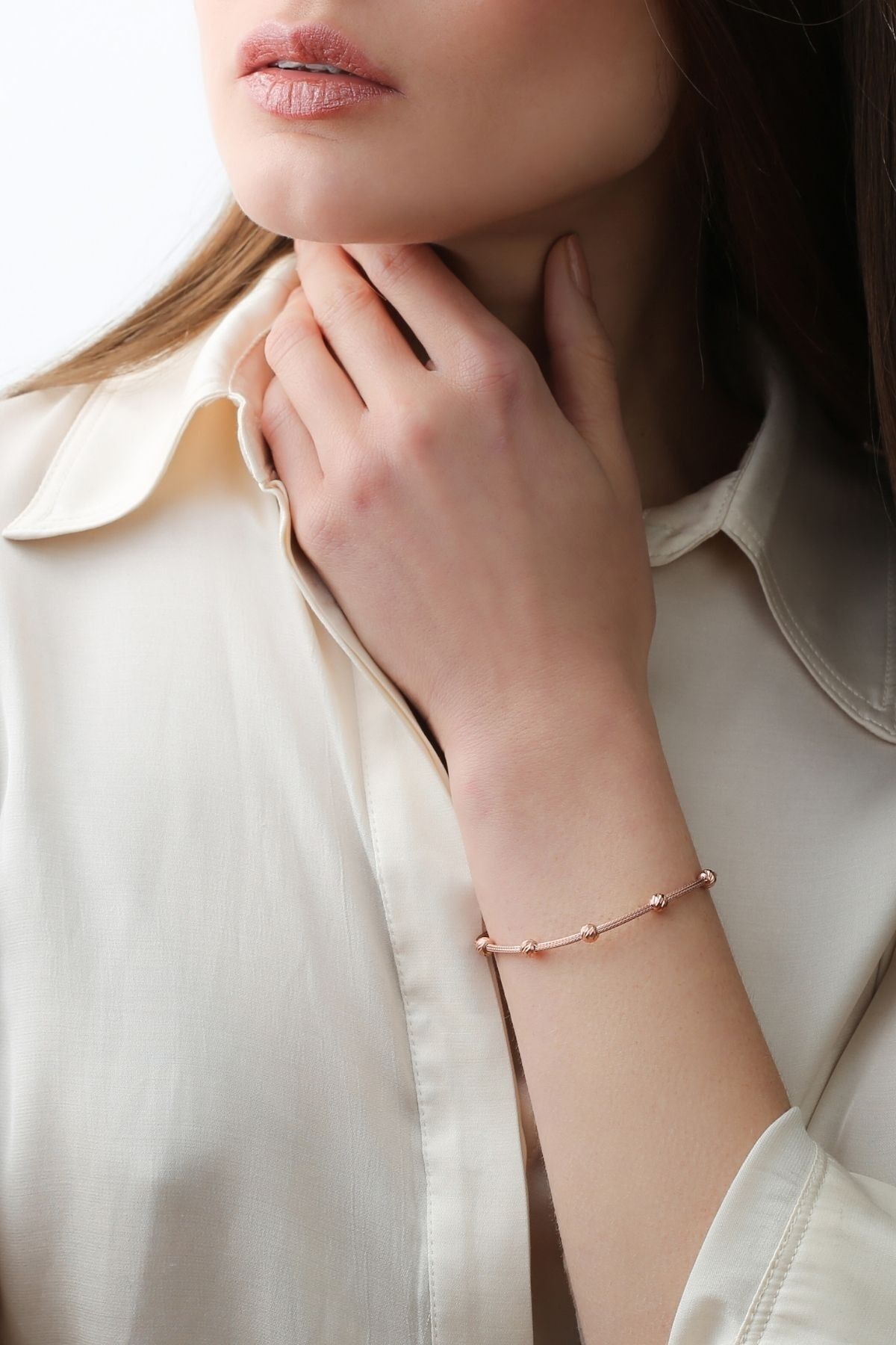 Gümüş Rose Zincir Dorika Bileklik