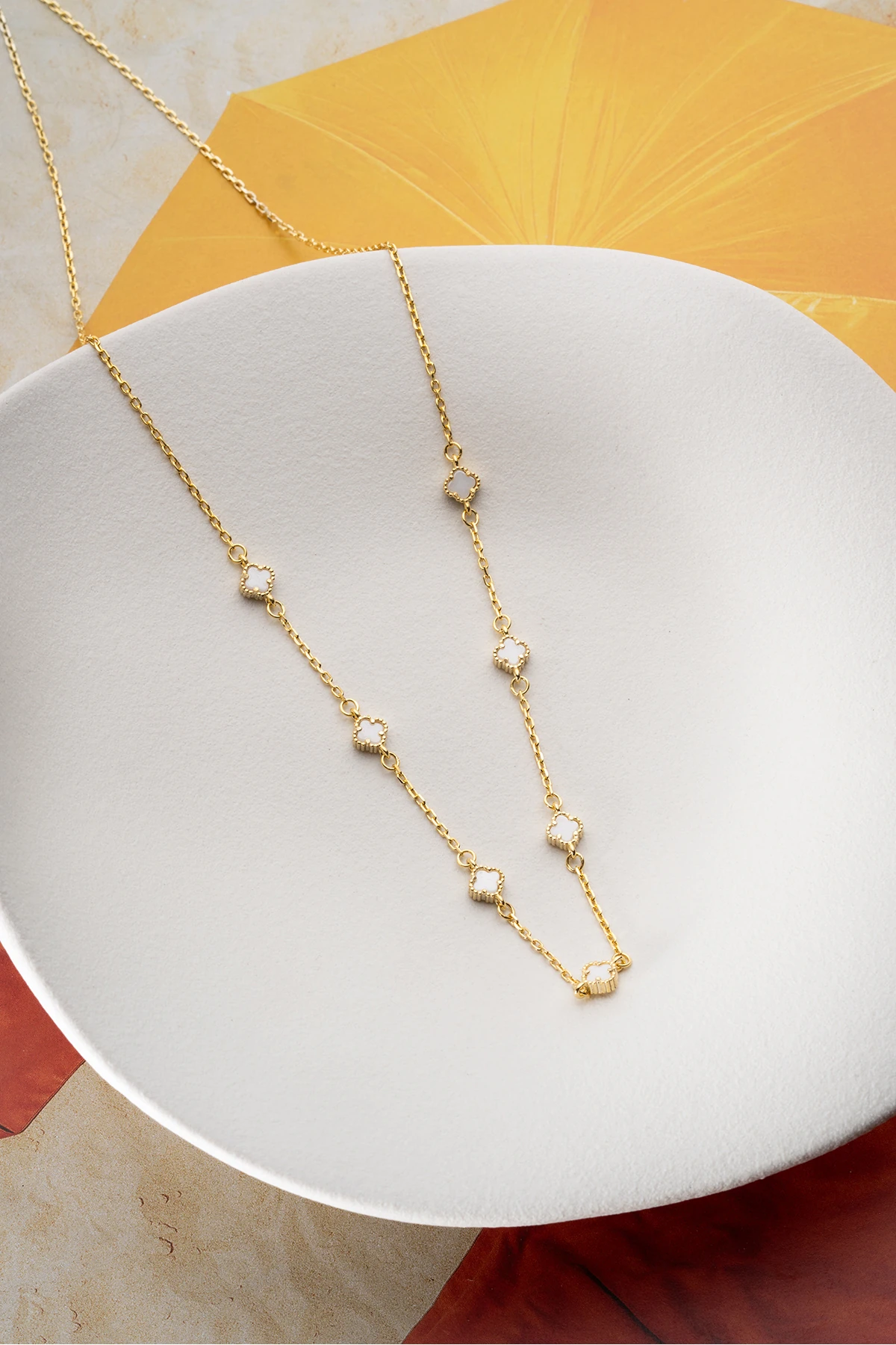 Gümüş Yonca Y Kolye