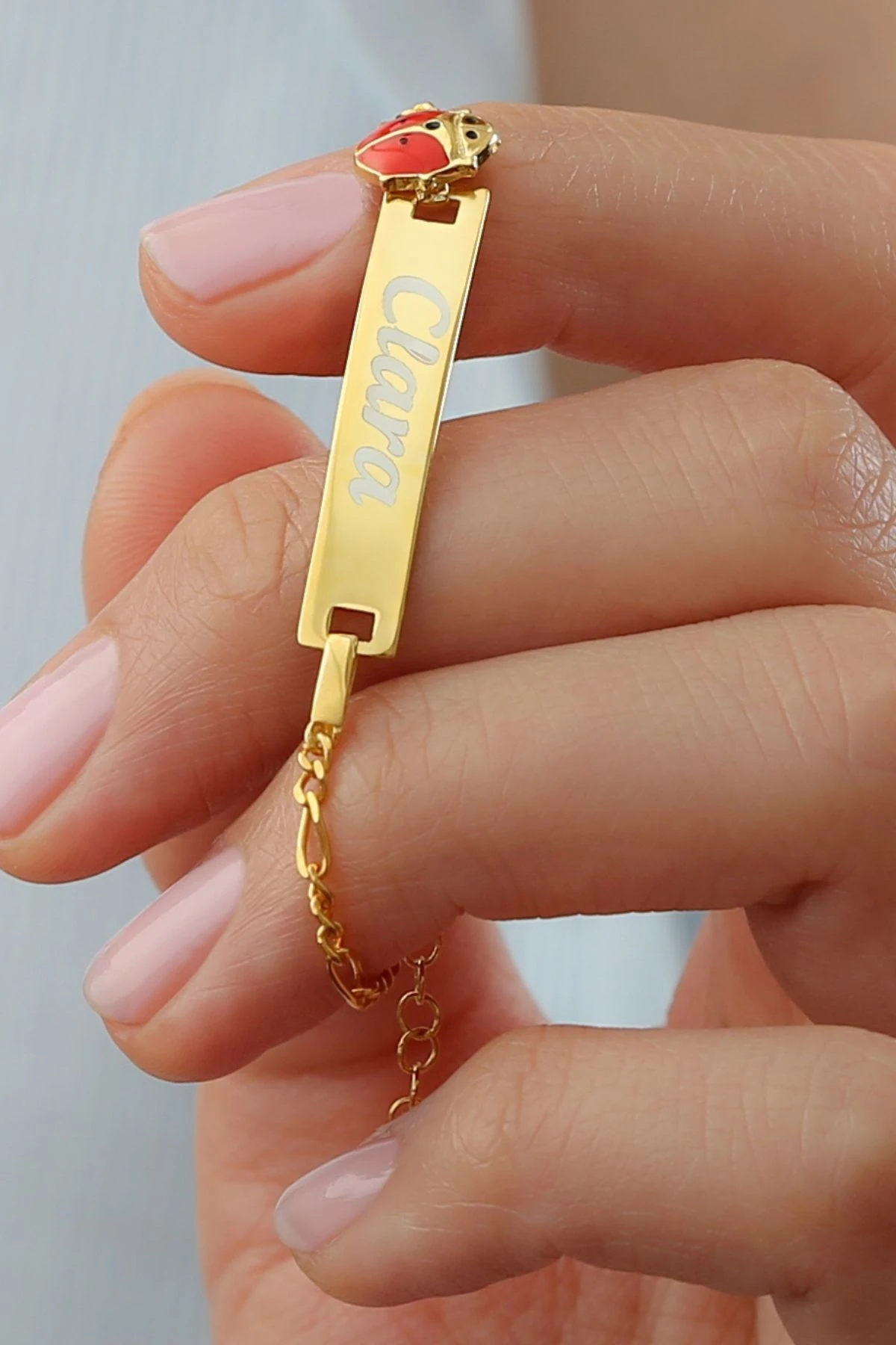 Gümüş Uğurböcekli Isimli Çocuk Bileklik