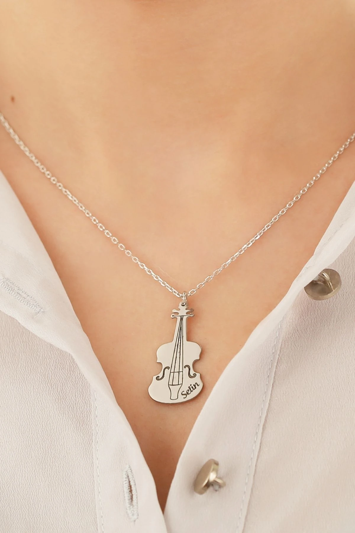 Gümüş Keman Kolye