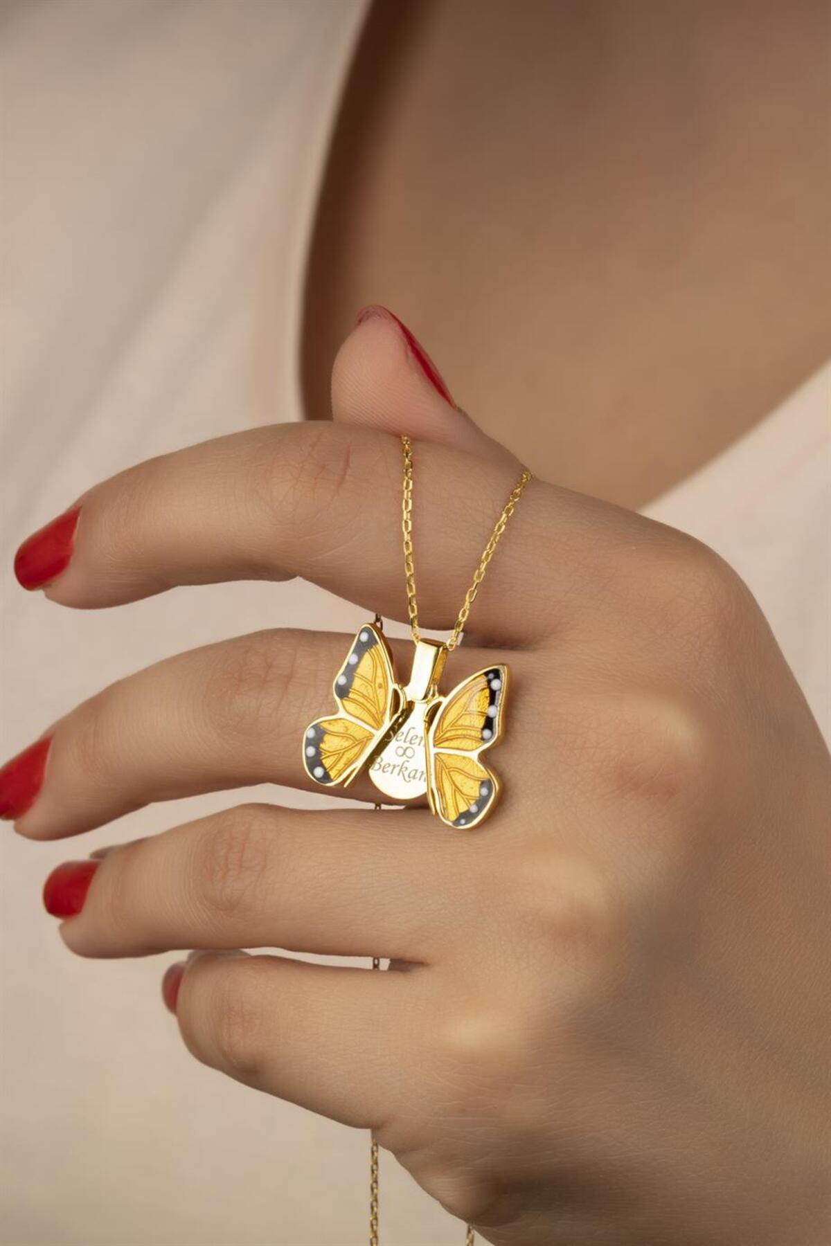 Gümüş Açılabilen Kelebek Kolye