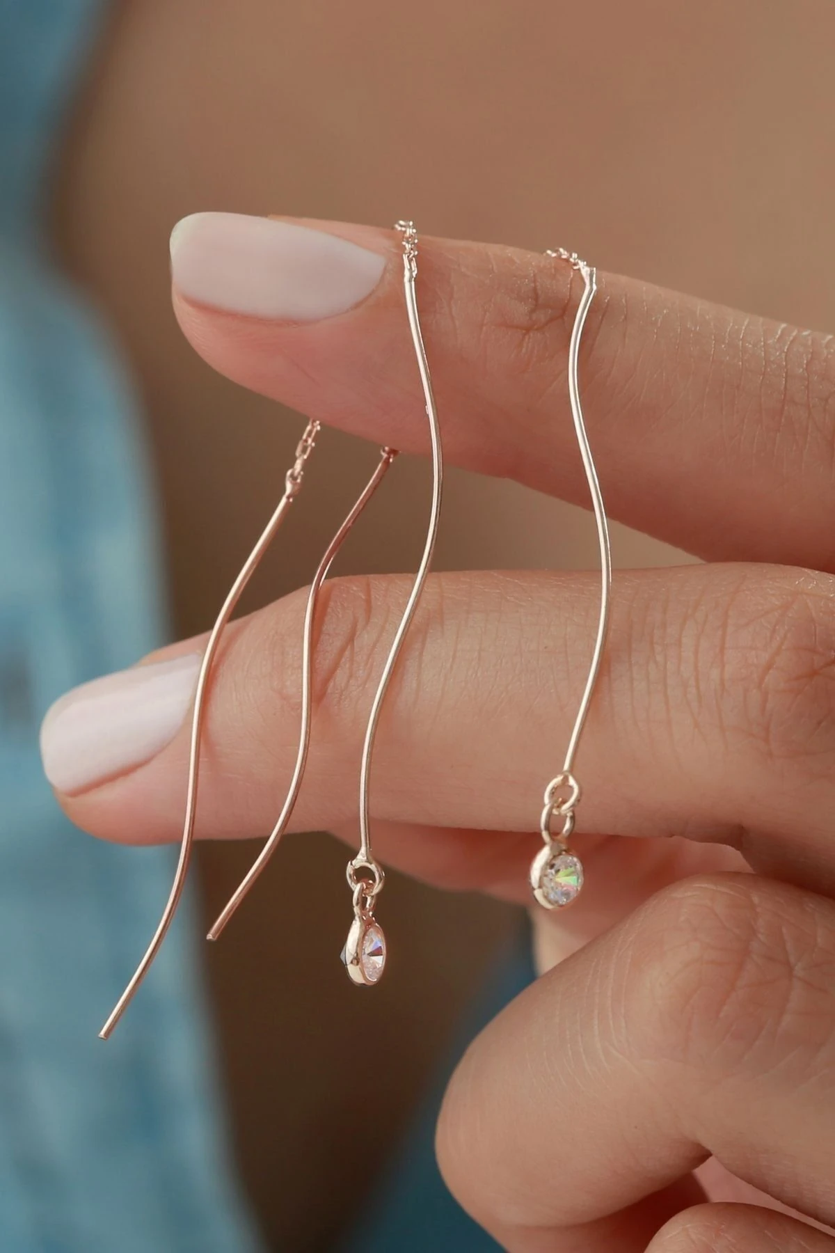 Gümüş Tektaşlı Askı Küpe