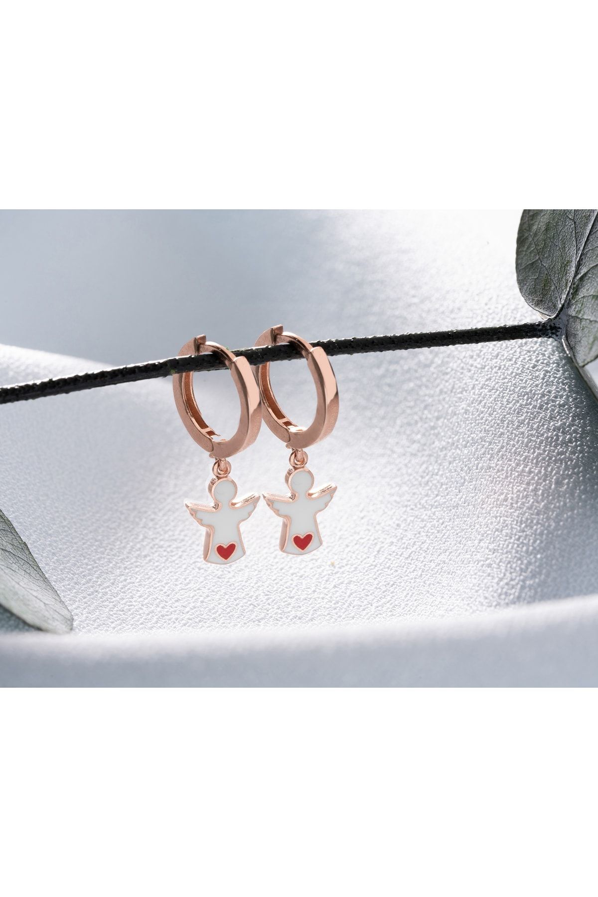 Rose Mineli Melek Gümüş Küpe