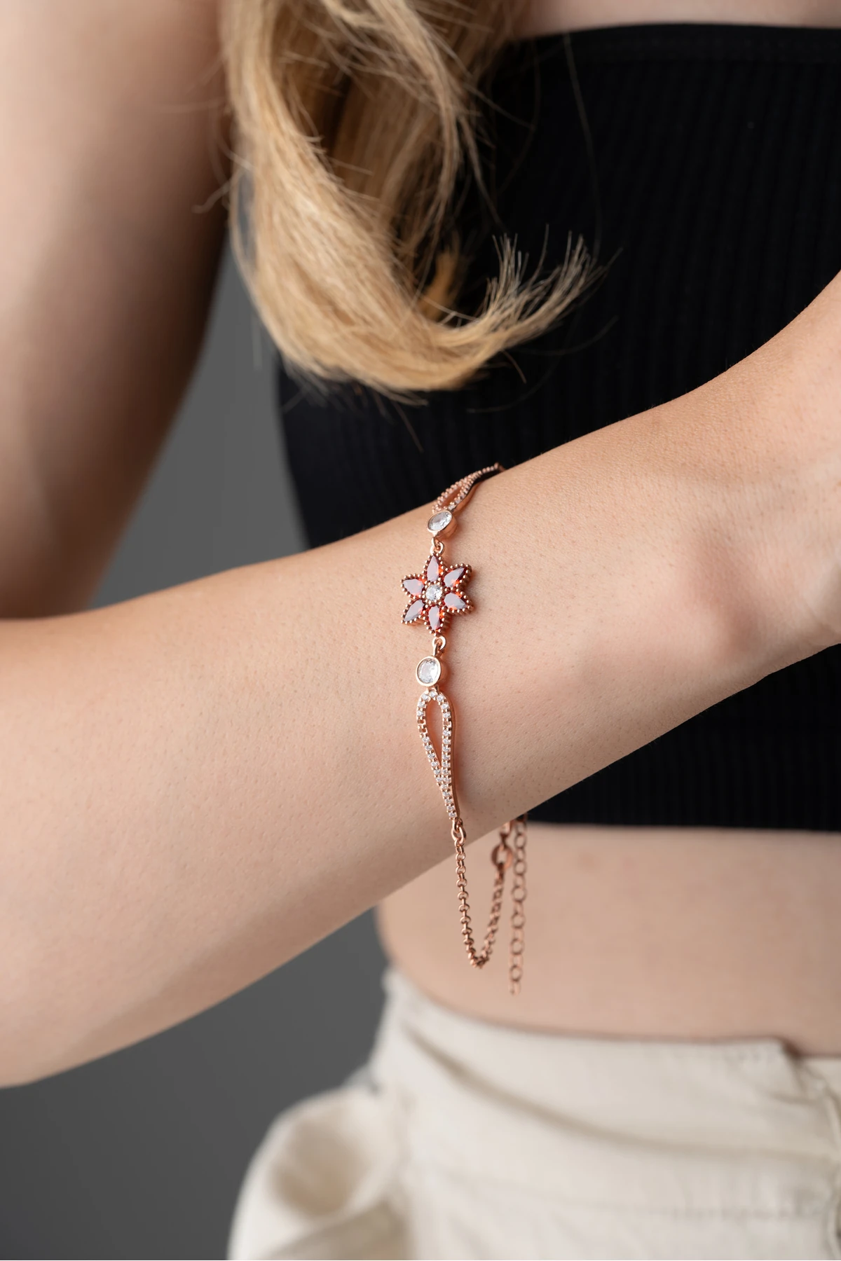 Gümüş Lotus Çiçeği Bileklik