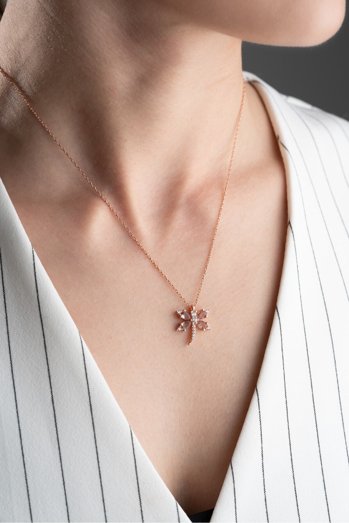 Gümüş Pembe Yusufçuk Kolye