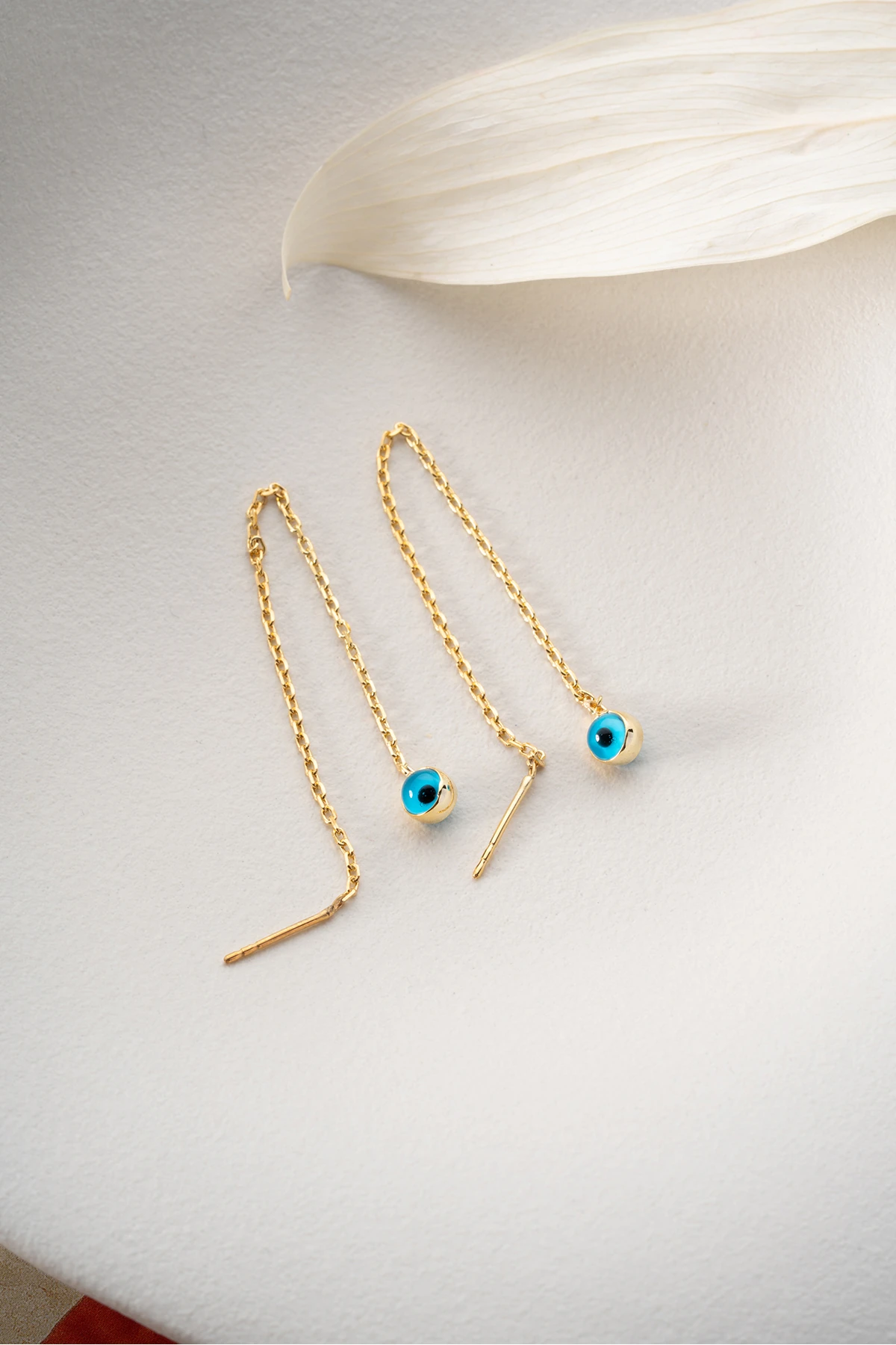 Gümüş Nazarlı Zincir Küpe