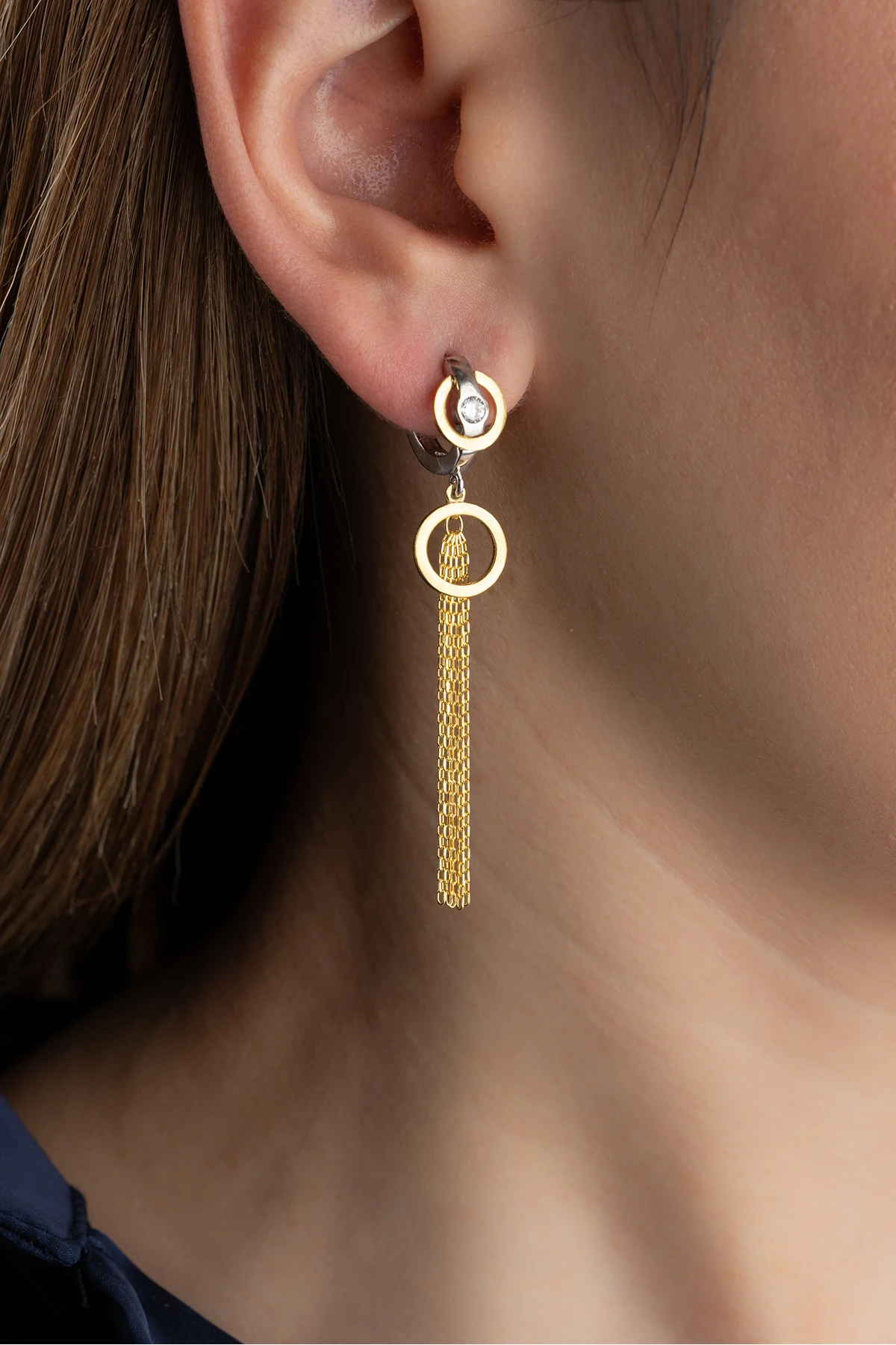 Gümüş Sallantılı Trend Küpe