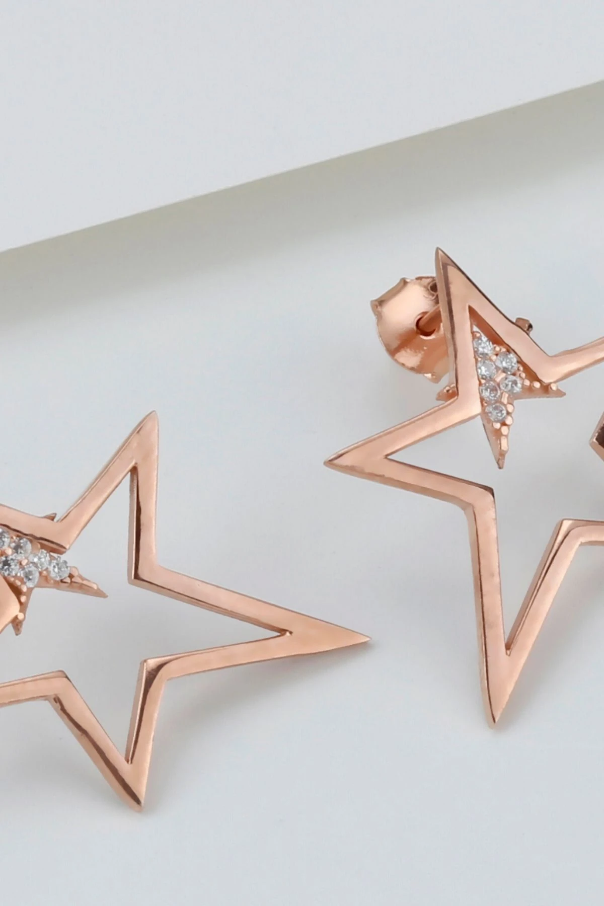 Rose Yıldız Gümüş Küpe