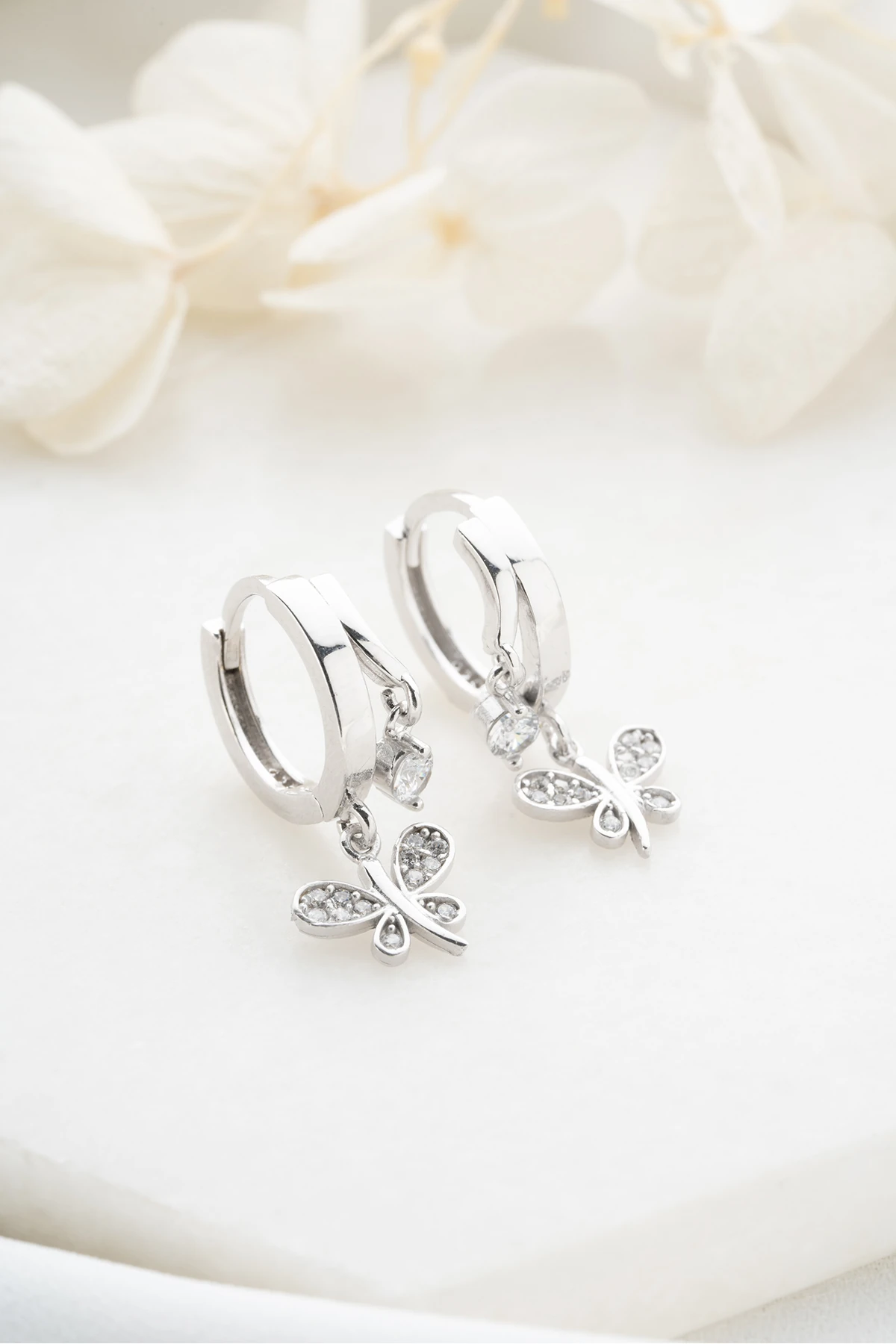 Gümüş Çift Yusufçuk Taşlı Küpe