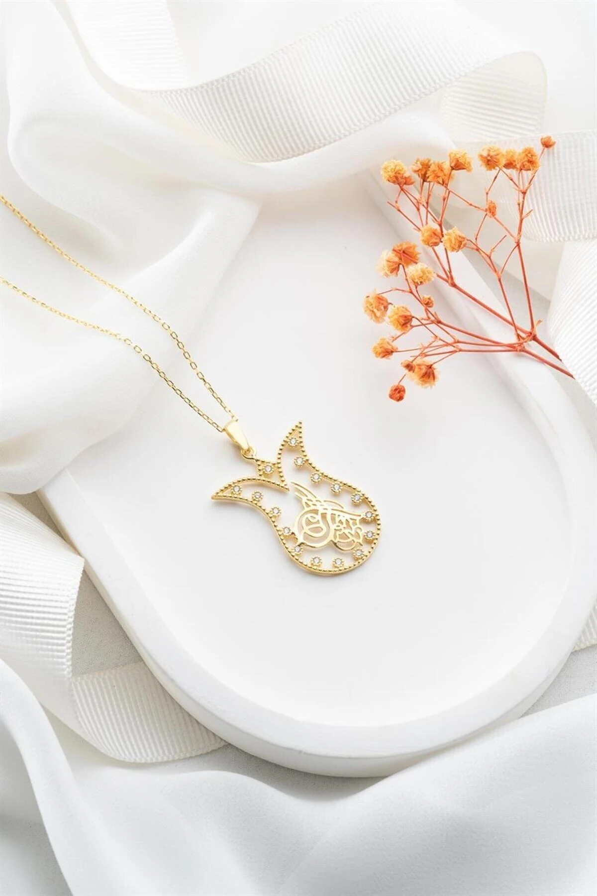 Tuğralı Lale Gümüş Kolye