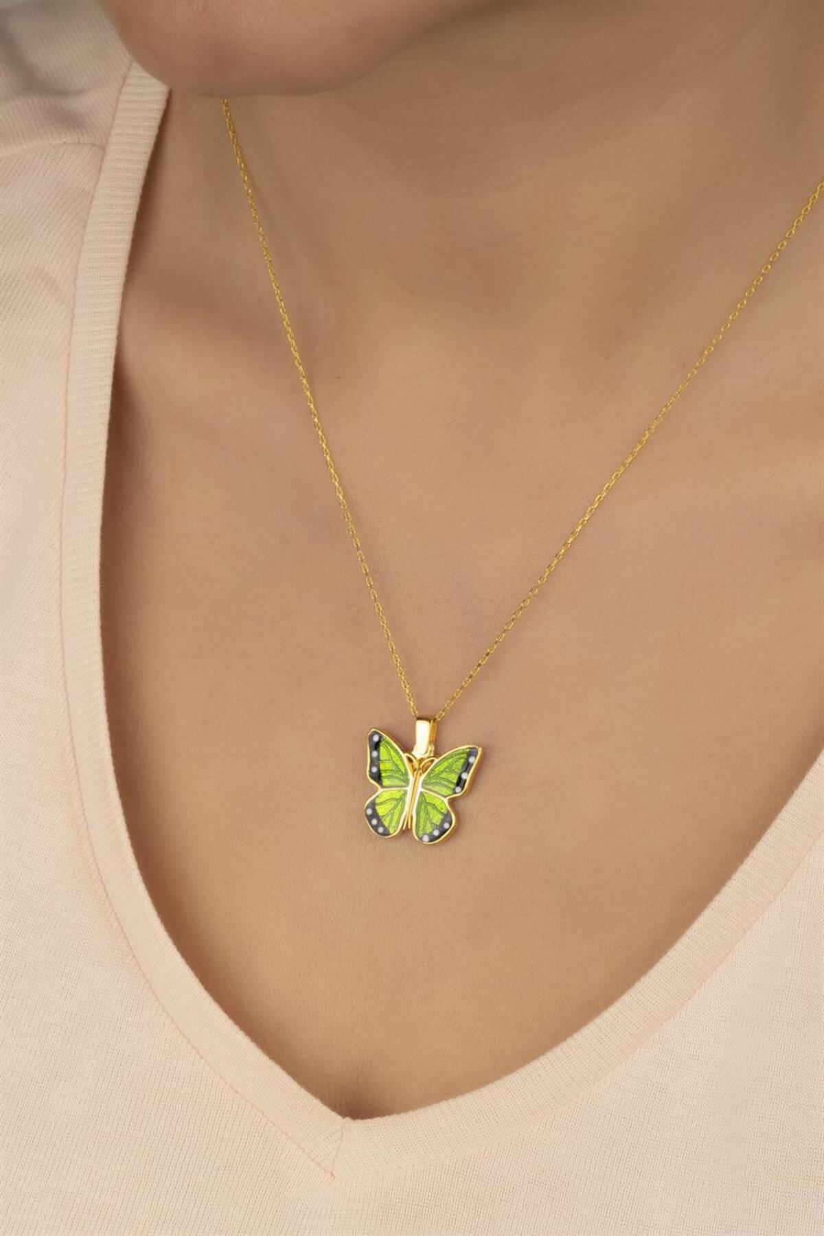 Gümüş Açılabilen Kelebek Kolye