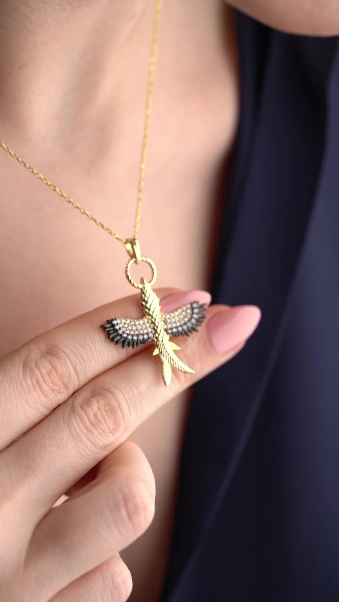 Gümüş Işıklı Kutuda Anka Kuşu Kolye