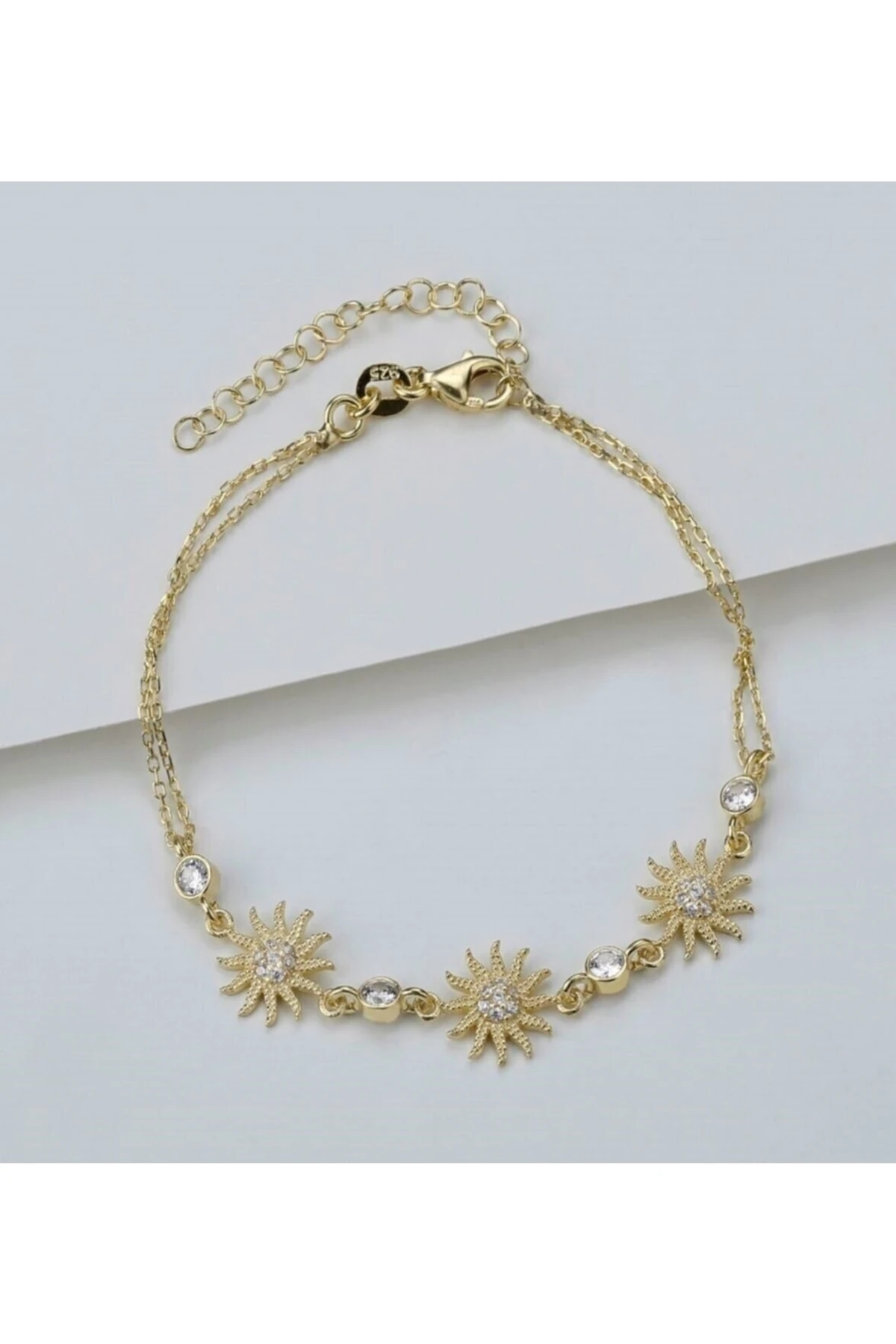 3'lü Güneş Gold Gümüş Bileklik