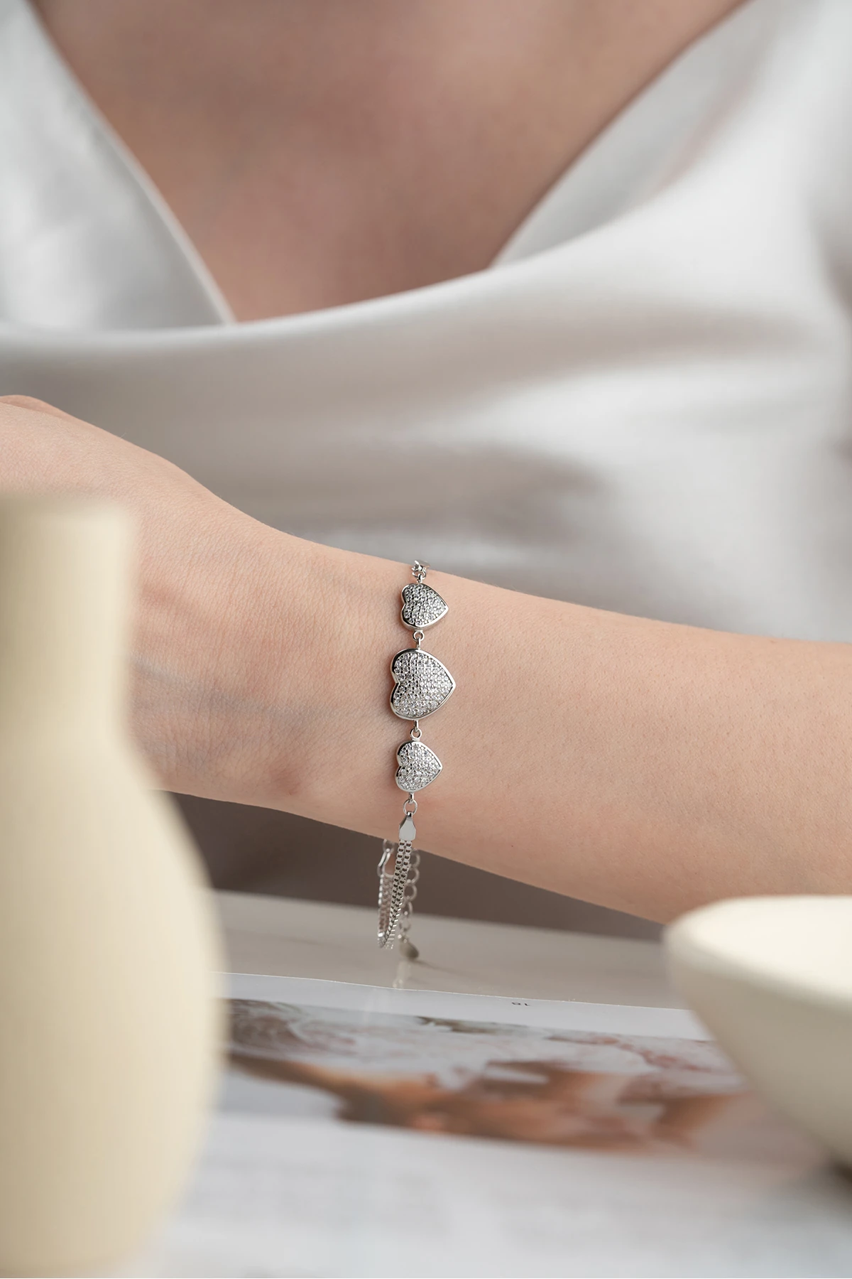 Gümüş Kalpli Bileklik