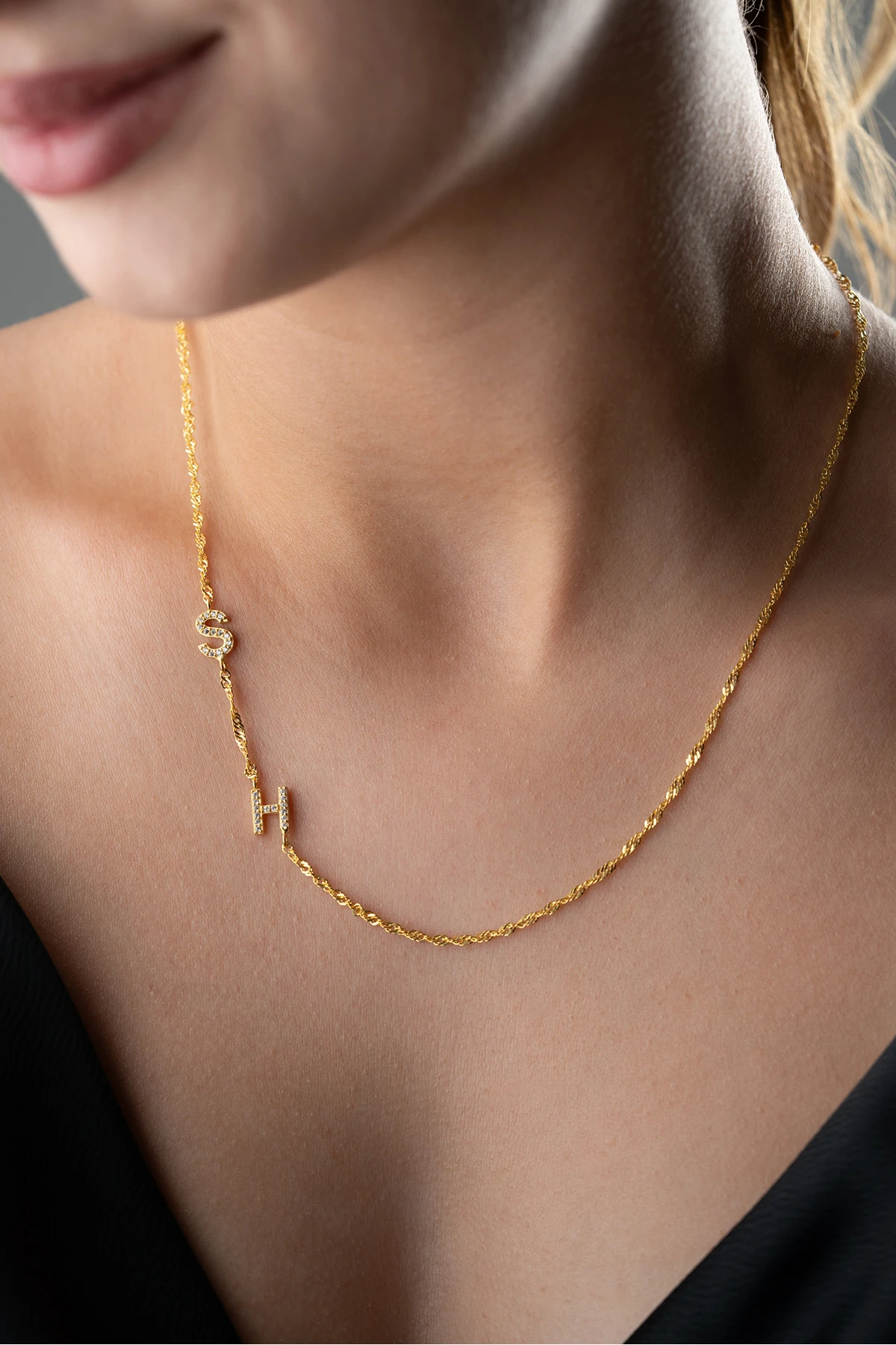 Gümüş Kişiye Özel İkili Harf Kolye