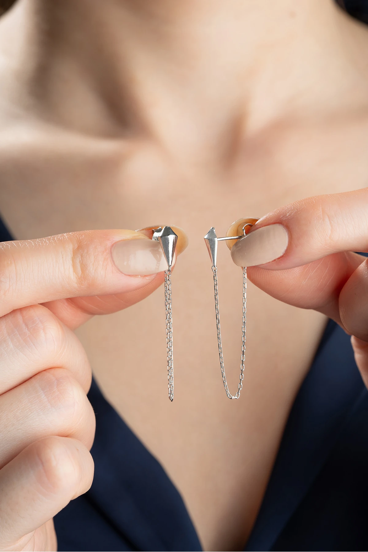 Gümüş Zincir Gümüş Küpe