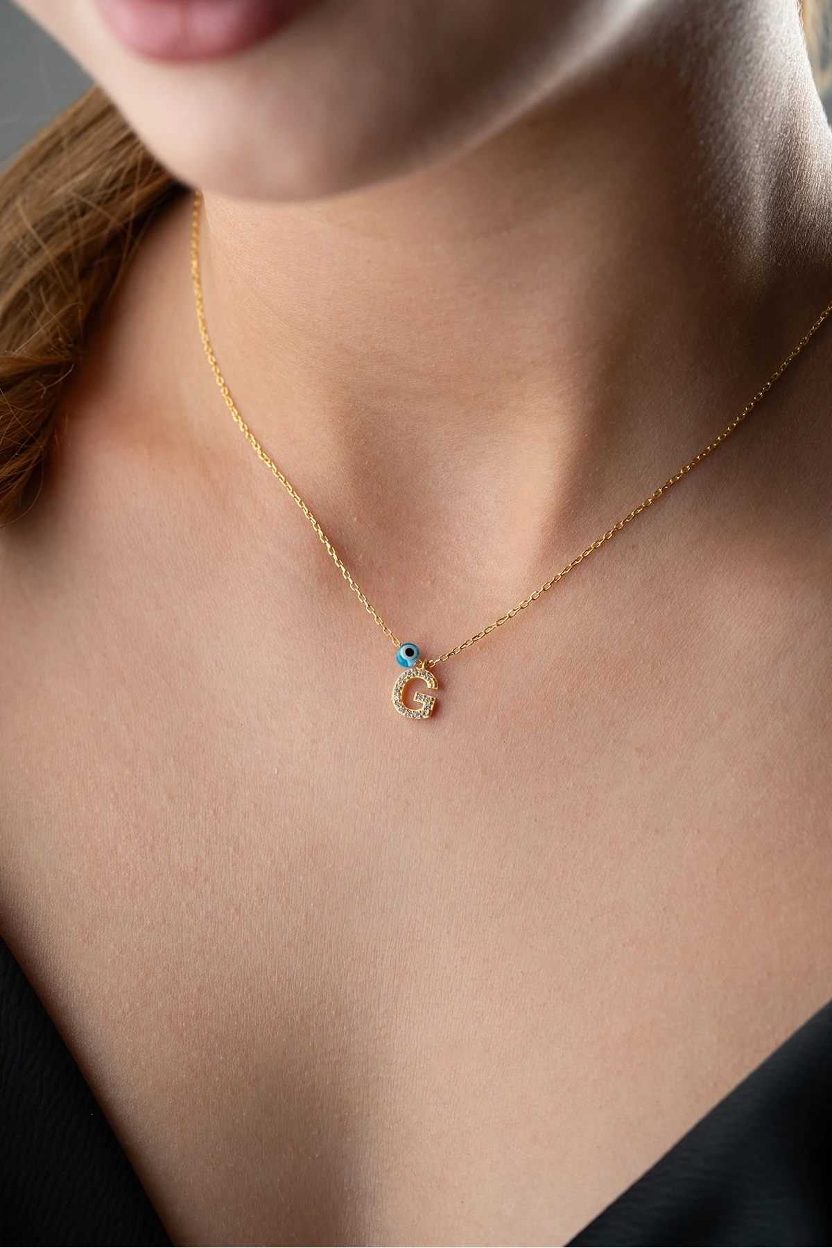 Gümüş Taşlı Harf Kolye