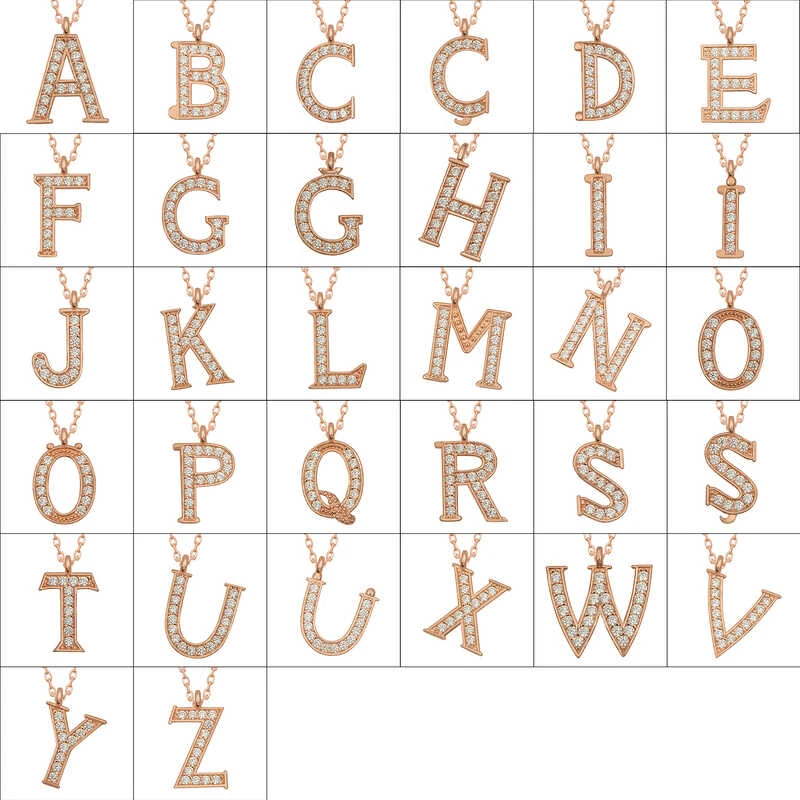 Gümüş Rose İ Harfi Kadın Kolye