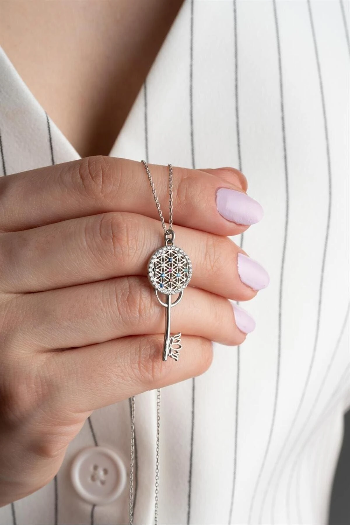 Anahtar Gümüş Kolye