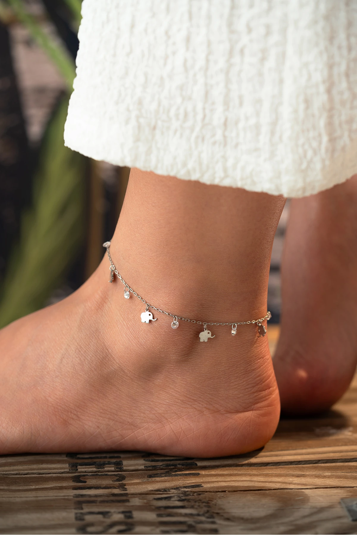 Gümüş Taşlı Fil Figürlü Halhal