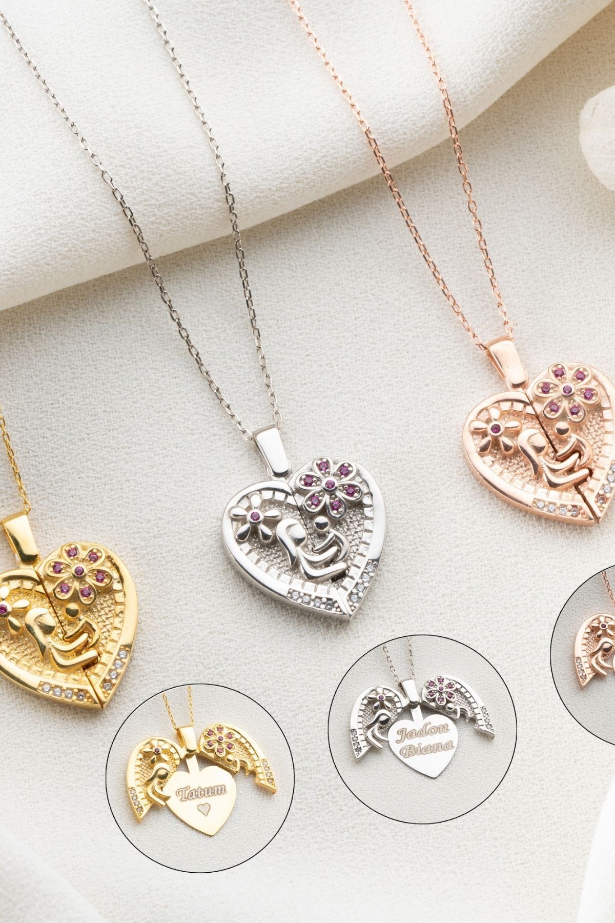 Gümüş Açılabilen Anne Bebek Kolye