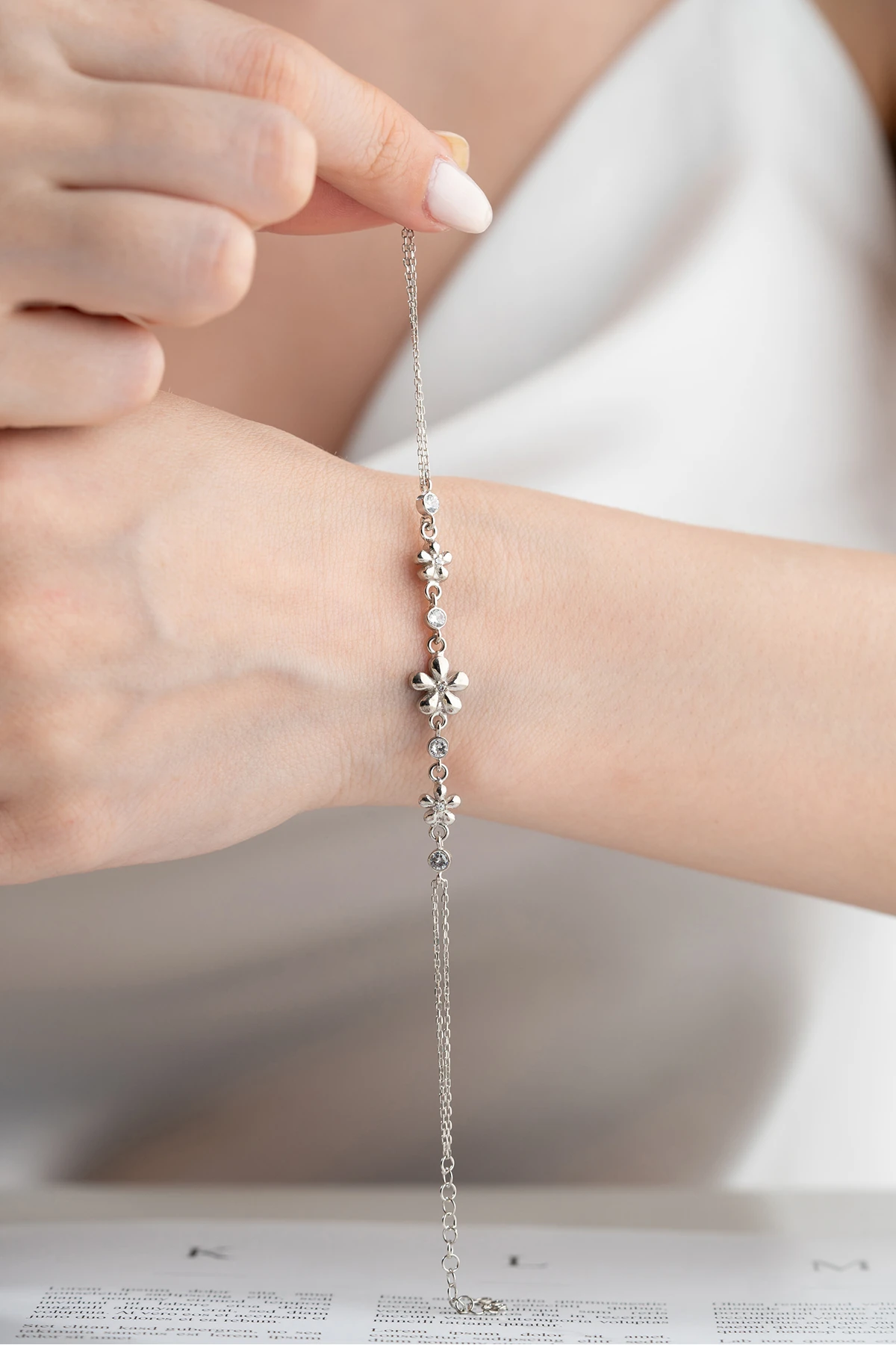 Gümüş Çiçek Bileklik