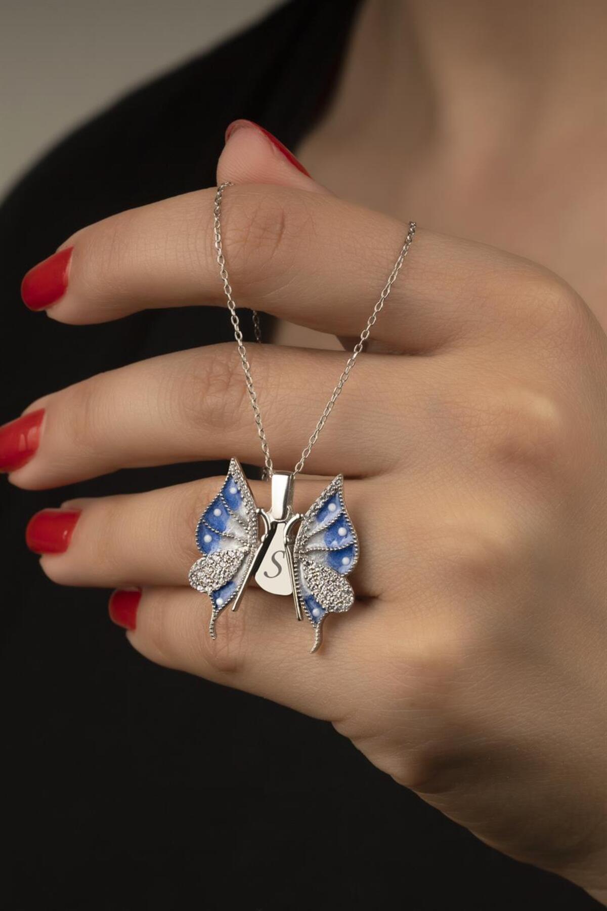 Gümüş Açılabilen Kelebek Kolye