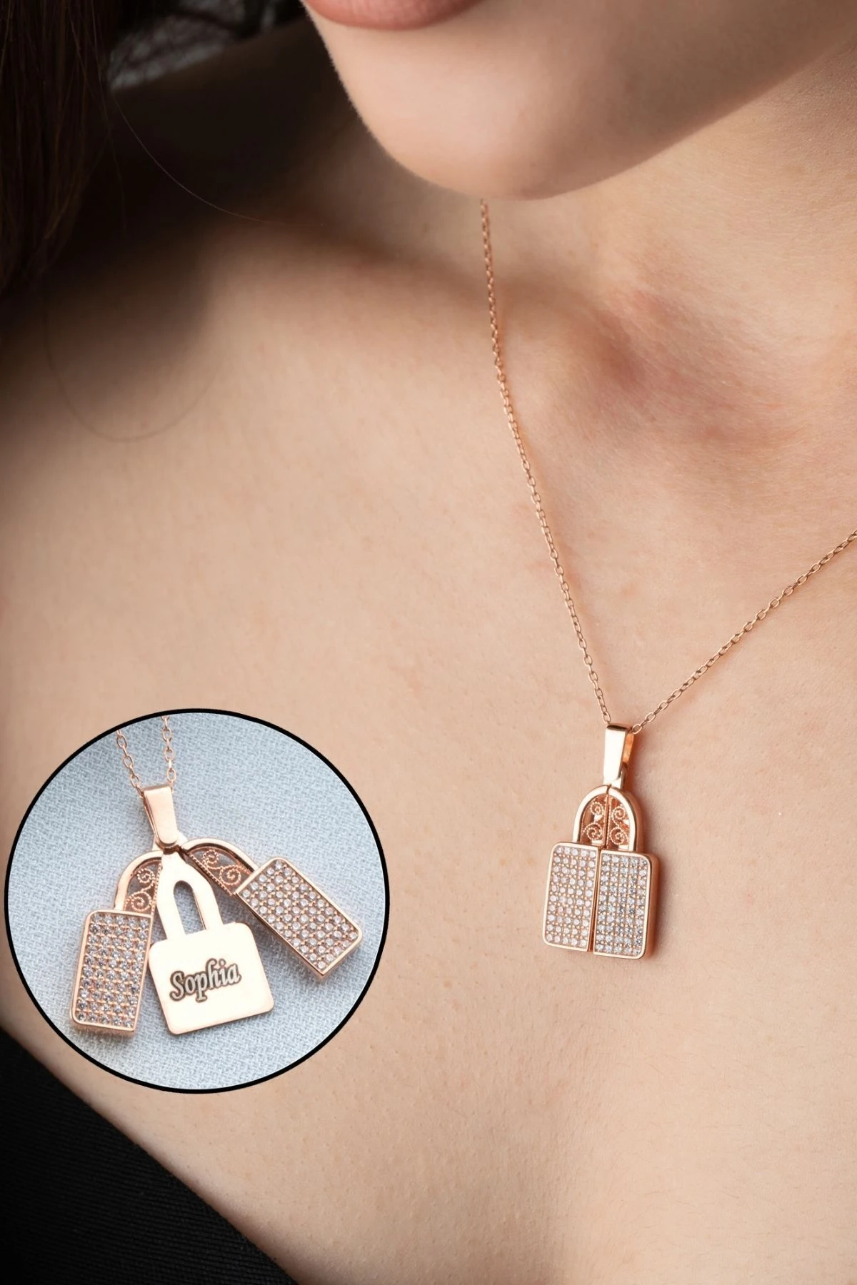 Gümüş Açılır Kilit Kolye