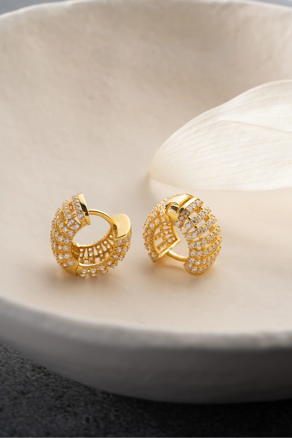 Gümüş Halka Taşlı Küpe