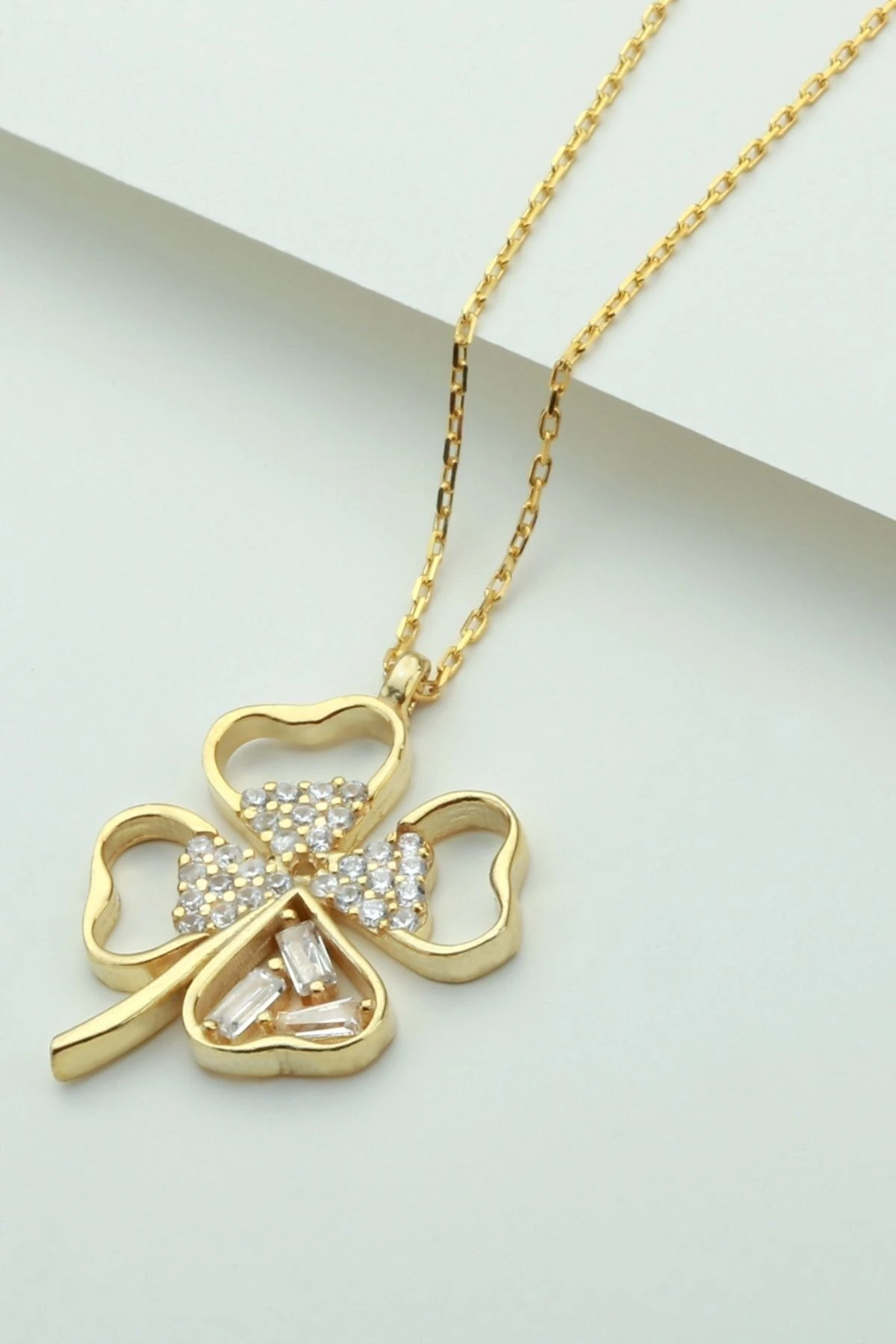 Gümüş Gold Yonca Kolye