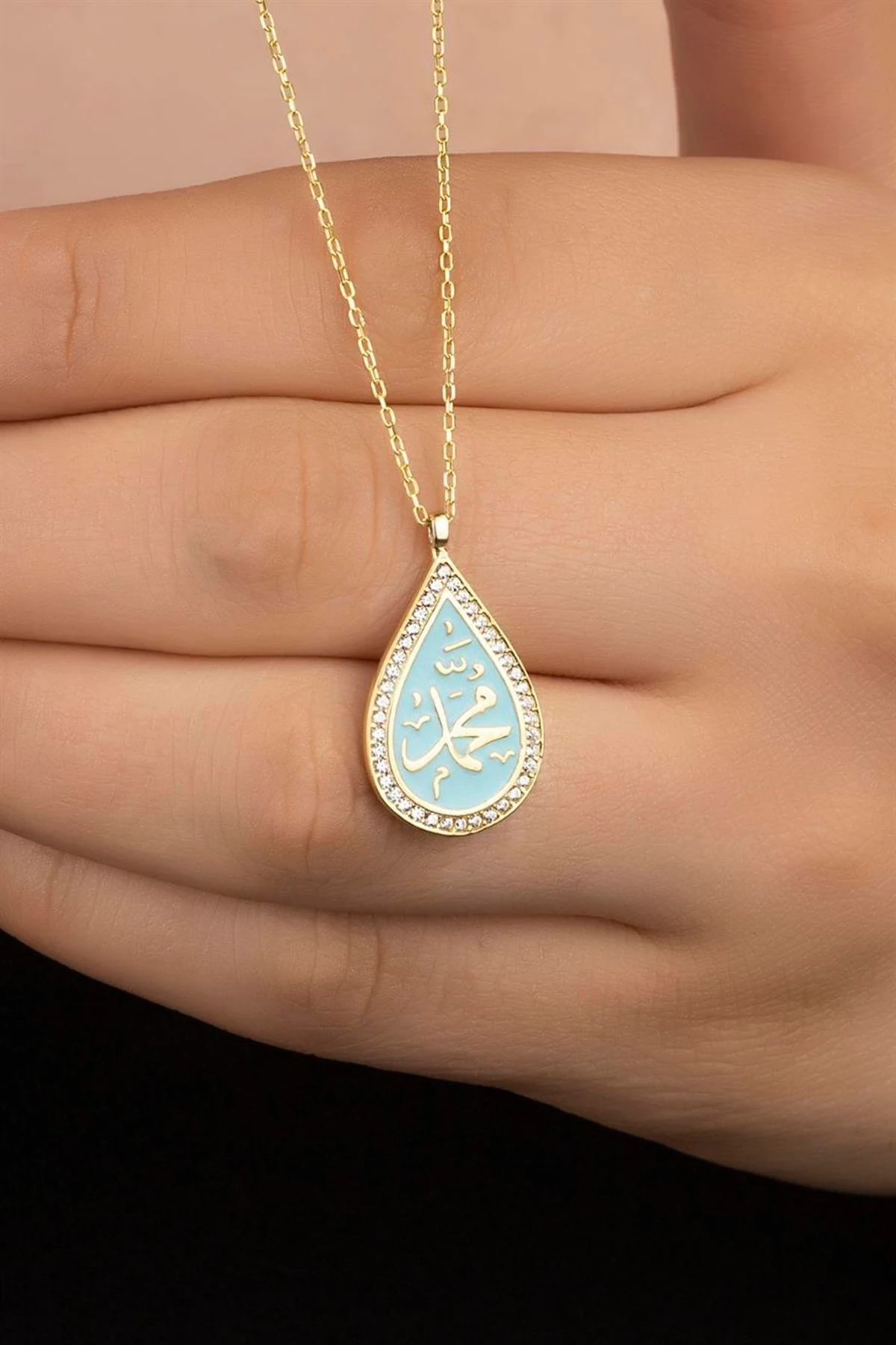 Gümüş Mavi Mineli Damla Kolye