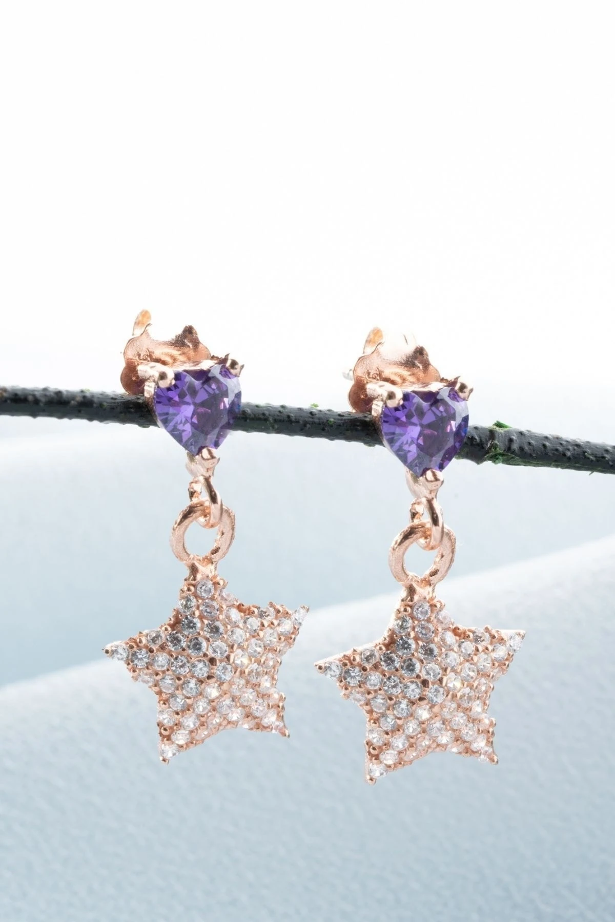 Gümüş Tektaş Yıldız Küpe