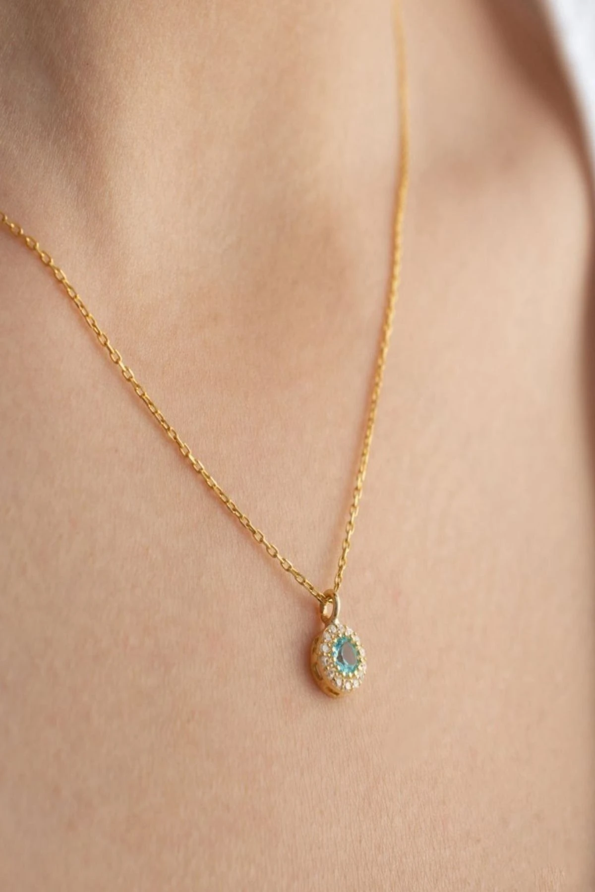 Gümüş Aralık Ayı Doğum Taşı ( Blue Topaz ) Kolye - Küpe Seti