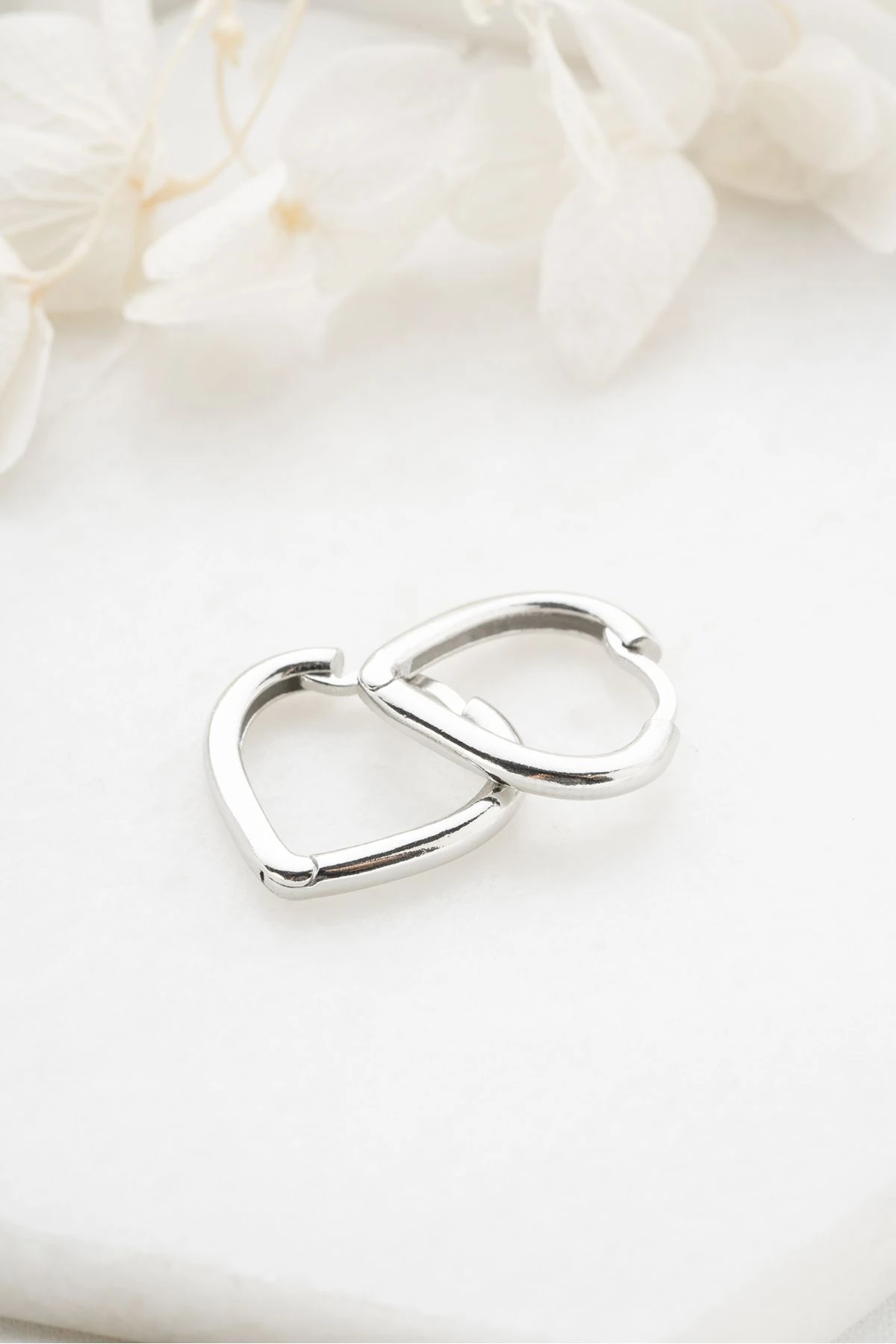 Gümüş Taşsız Kalp Küpe