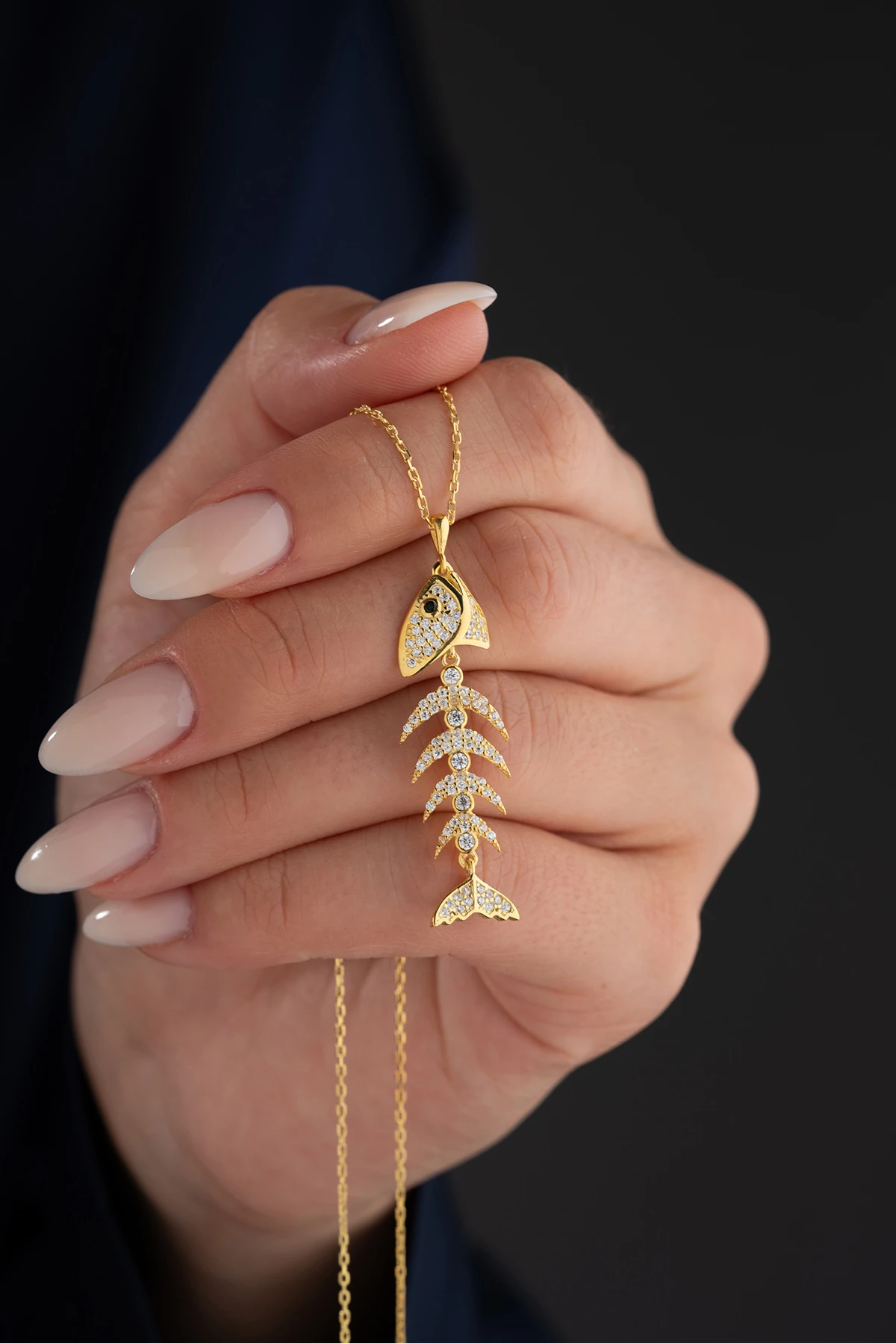 Gümüş Balık Kılçığı Kolye