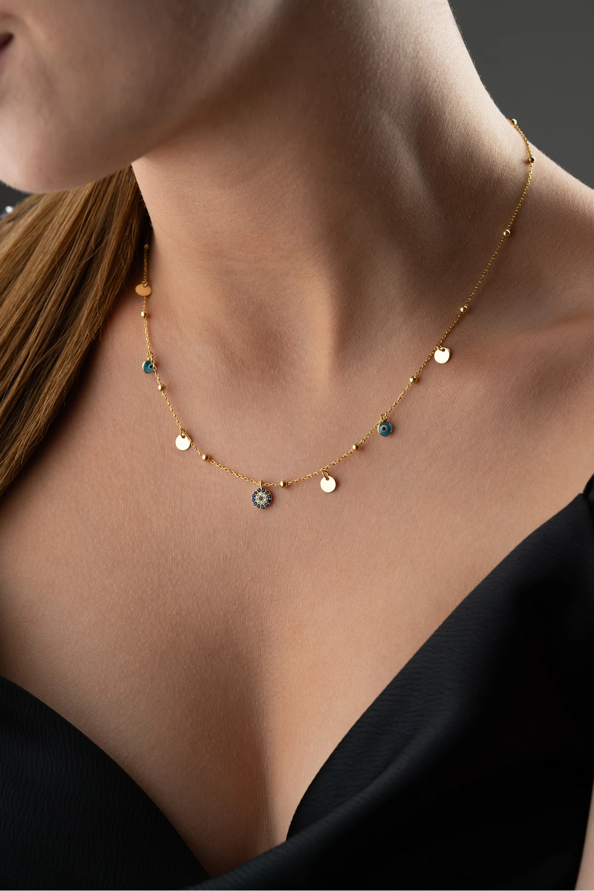 Gümüş Nazar Pullu Model Kolye