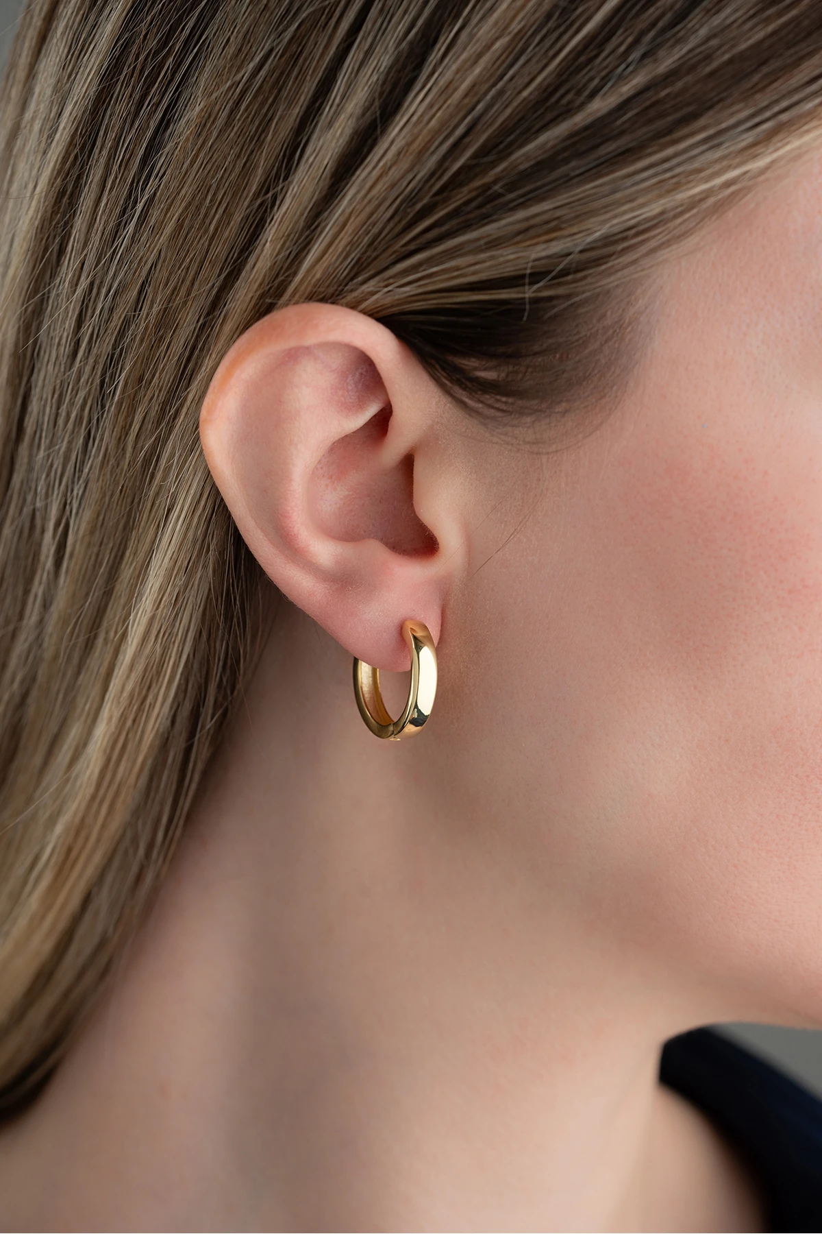 Gümüş Gold Taşsız Halka Küpe