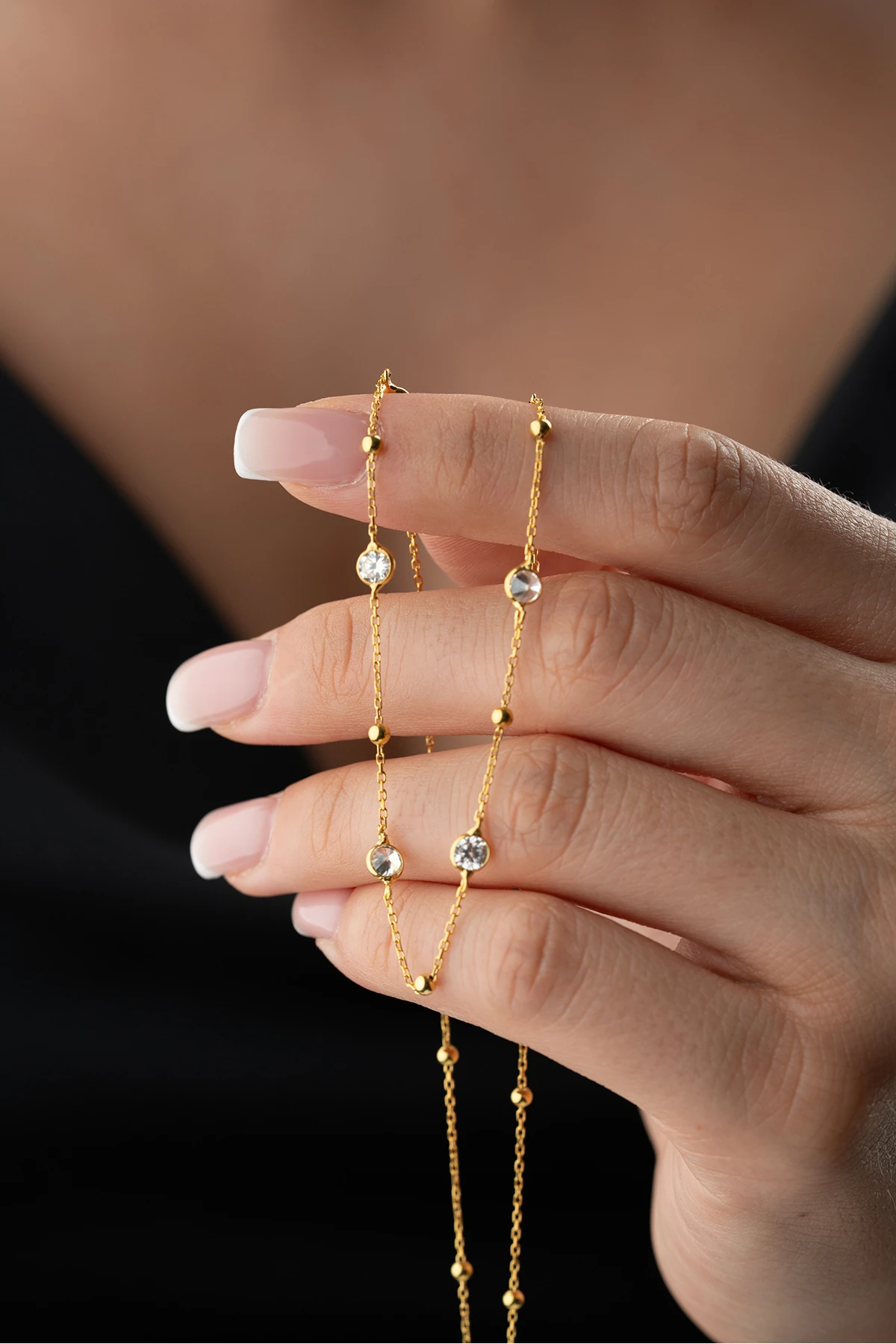 Gümüş Taşlı Model Kolye