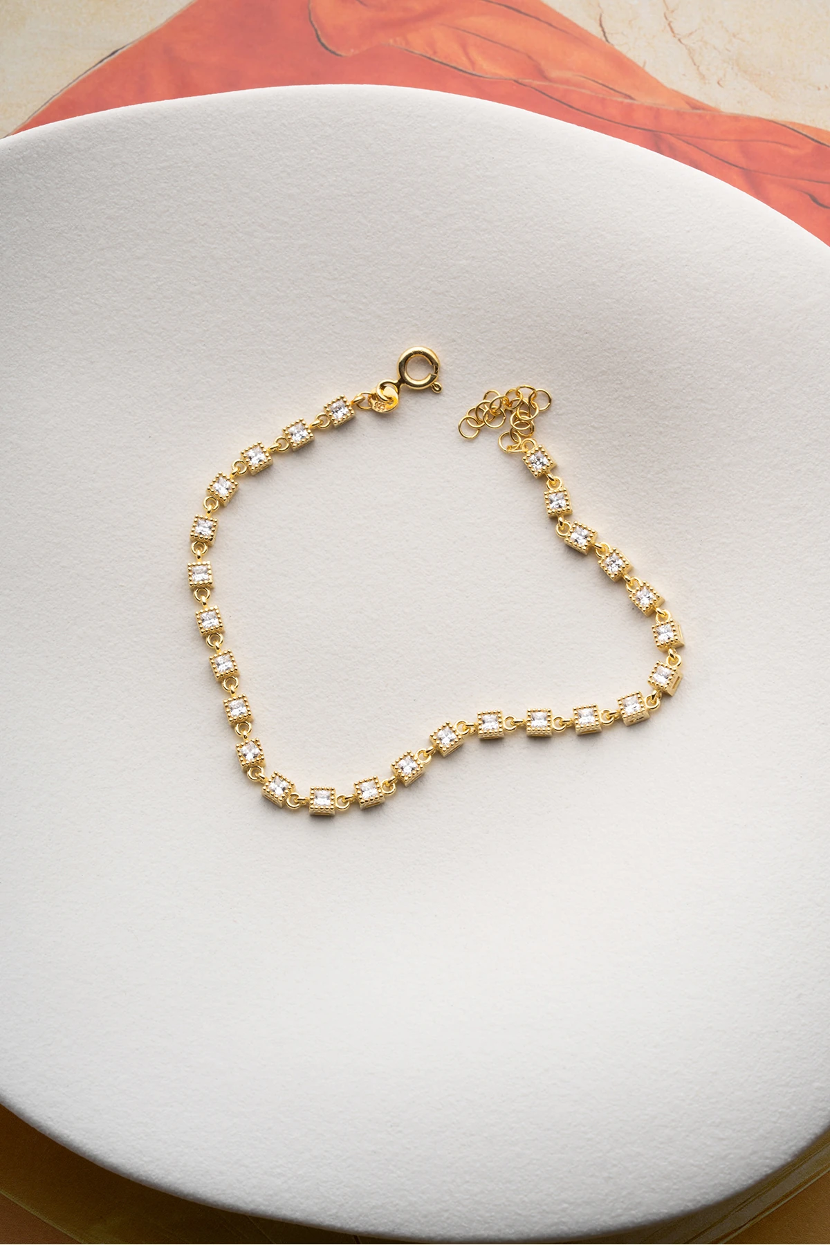 Gümüş Kare Taşlı Suyolu Bileklik