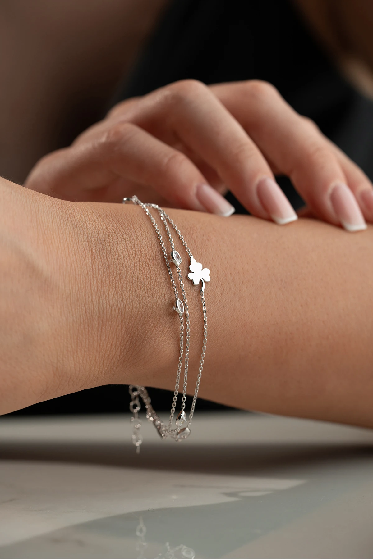 Gümüş Yonca Model Bileklik