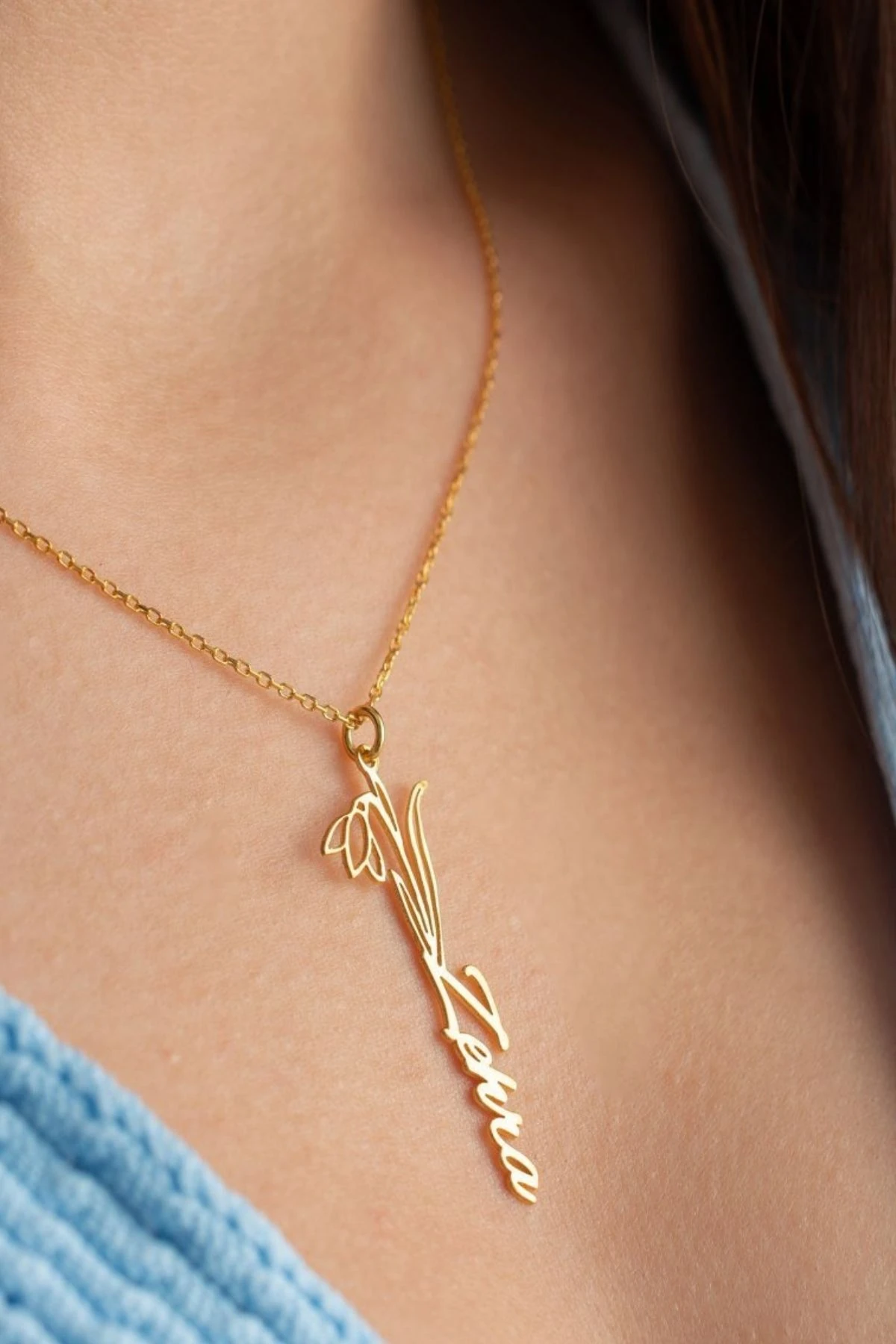 Gümüş Doğum Aylarına Özel Isimli Çiçek Kolye