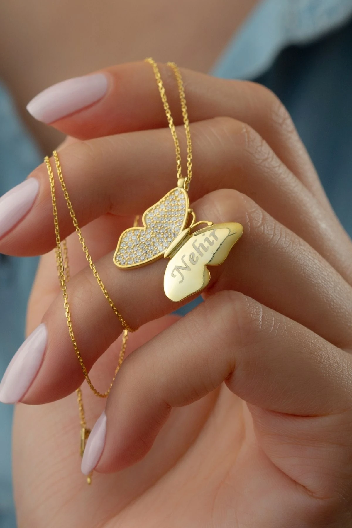 Gümüş Annem Kelebek Kolye