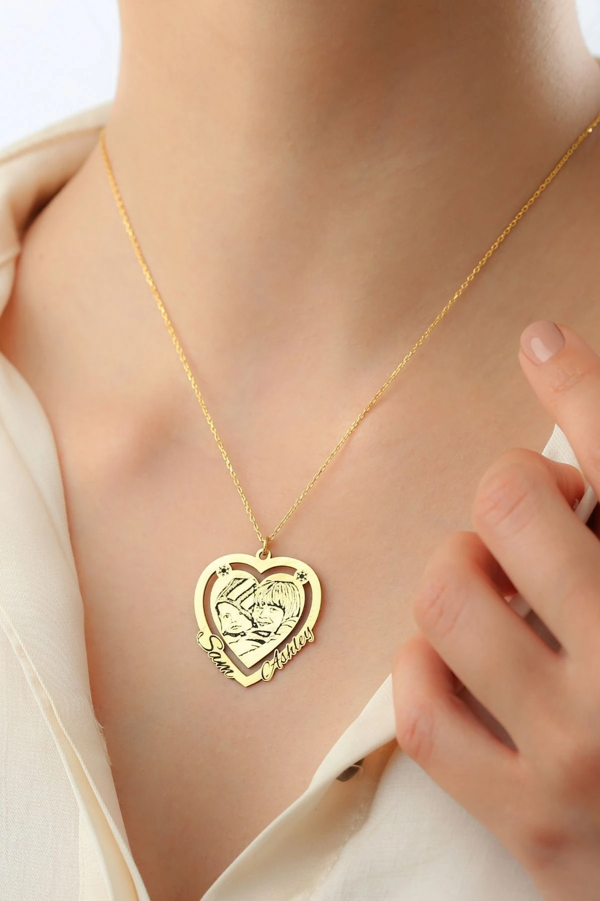 Gümüş Kişiye Özel Resimli Kolye